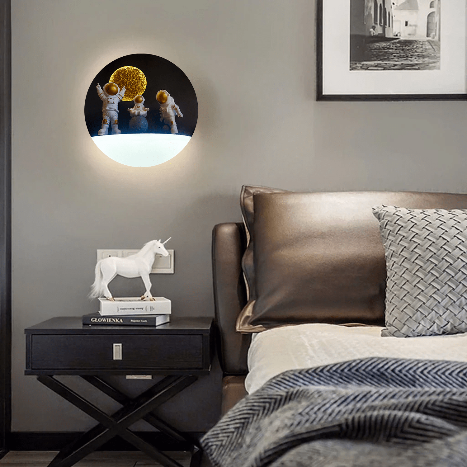 Modern Living Room Illuminated by Astronaut Lights