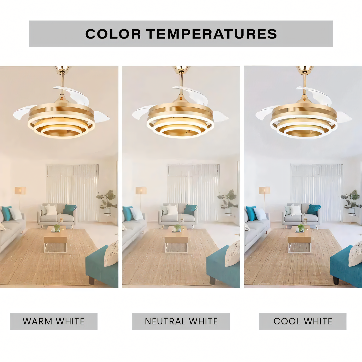 Contemporary ceiling fan with ambient chandelier illumination