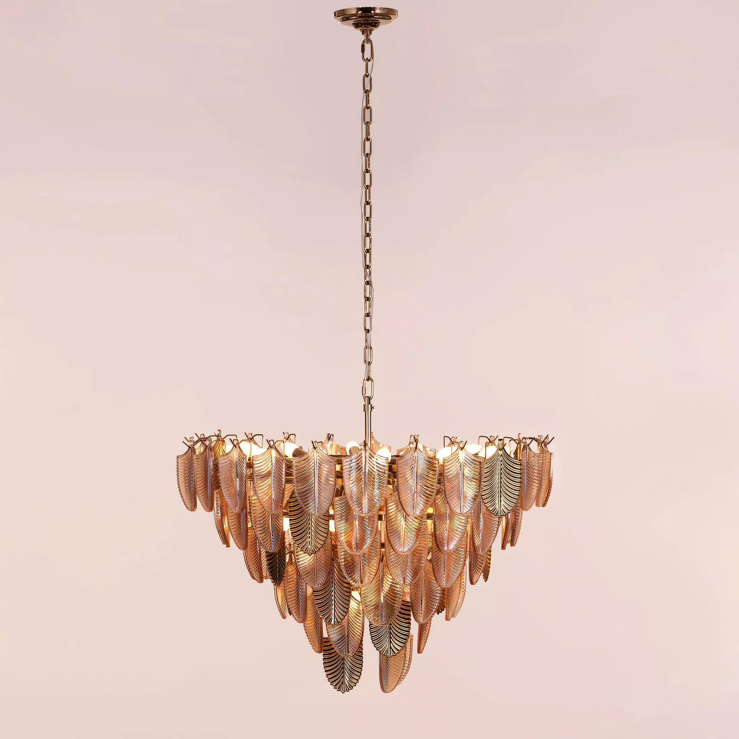 Gratus Luxe Tangerine Glass Leaf Chandelier