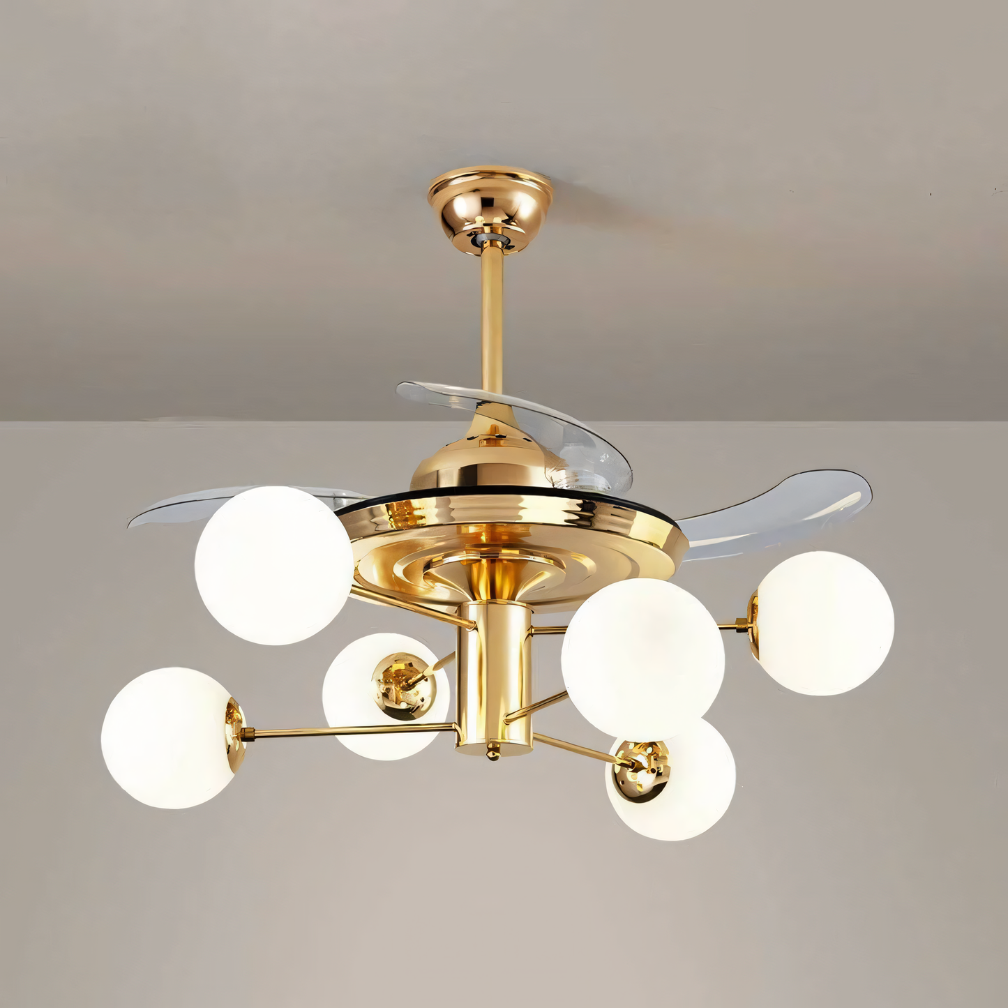 Elegant chandelier fan with adjustable lighting and speeds