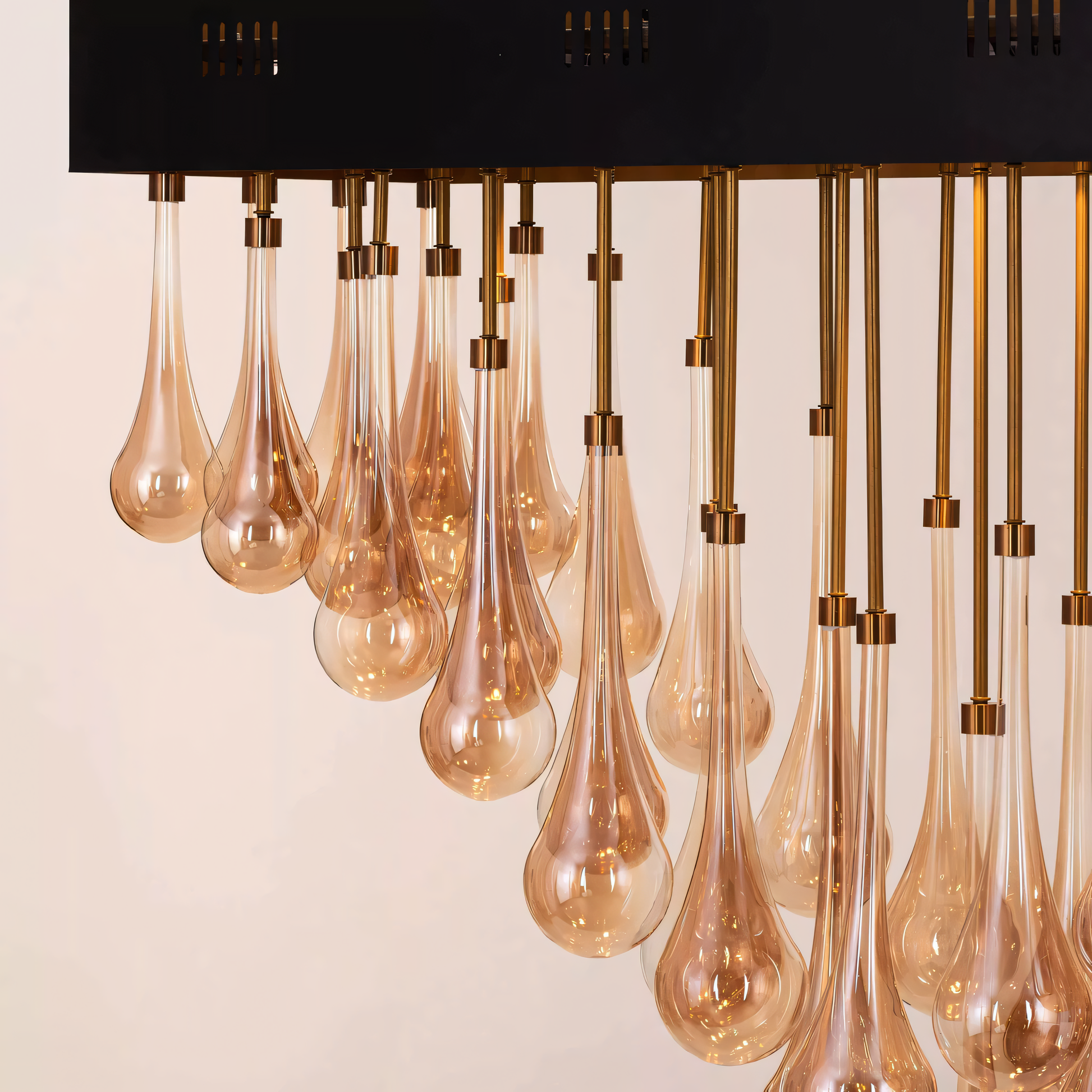 Captivating play of light through the crystal accents of the Royale Chandelier