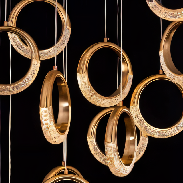 Energy-efficient LED antique brass half-moon duplex chandelier