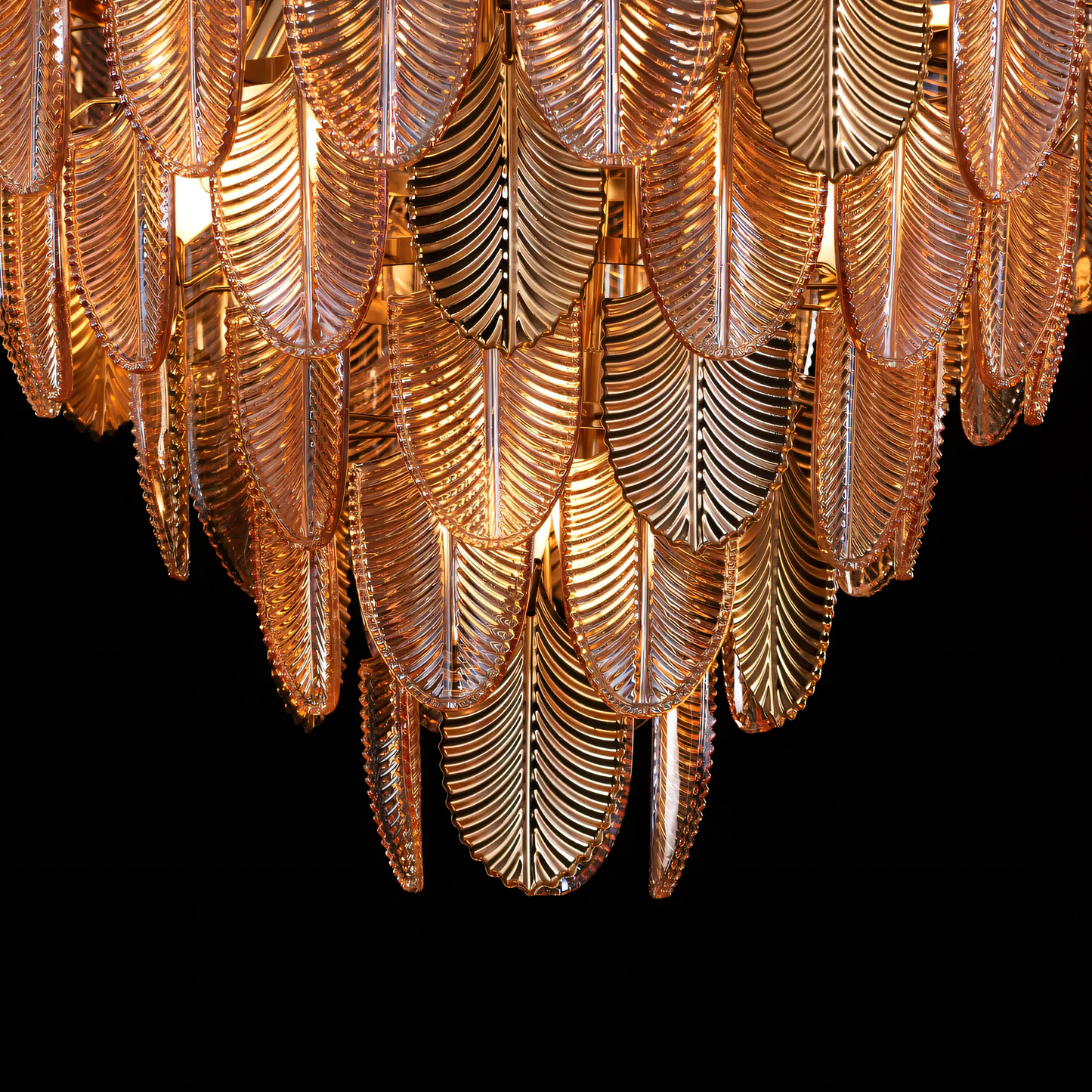 Gratus Luxe Tangerine Glass Leaf Chandelier