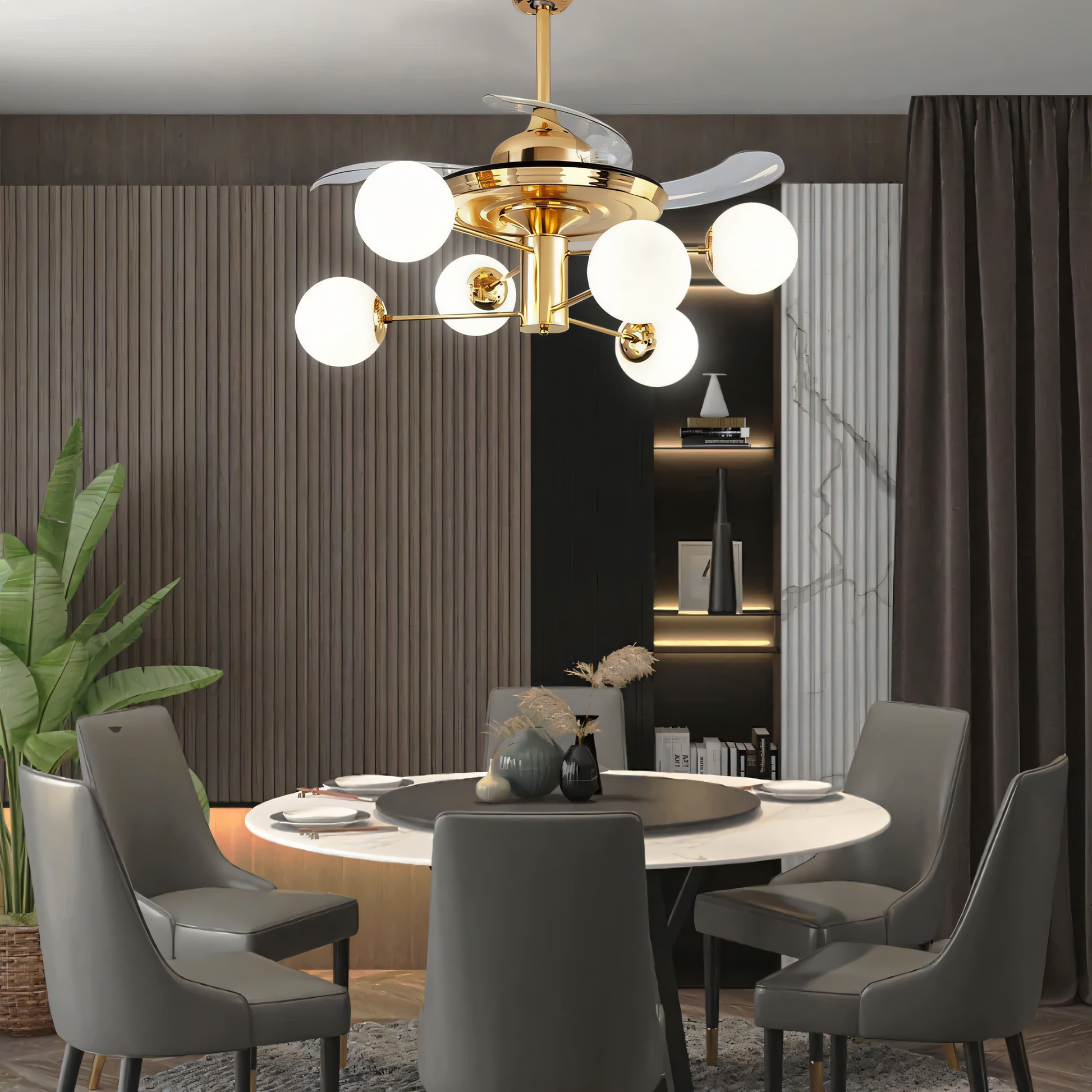 Modern crystal chandelier ceiling fan with remote control
