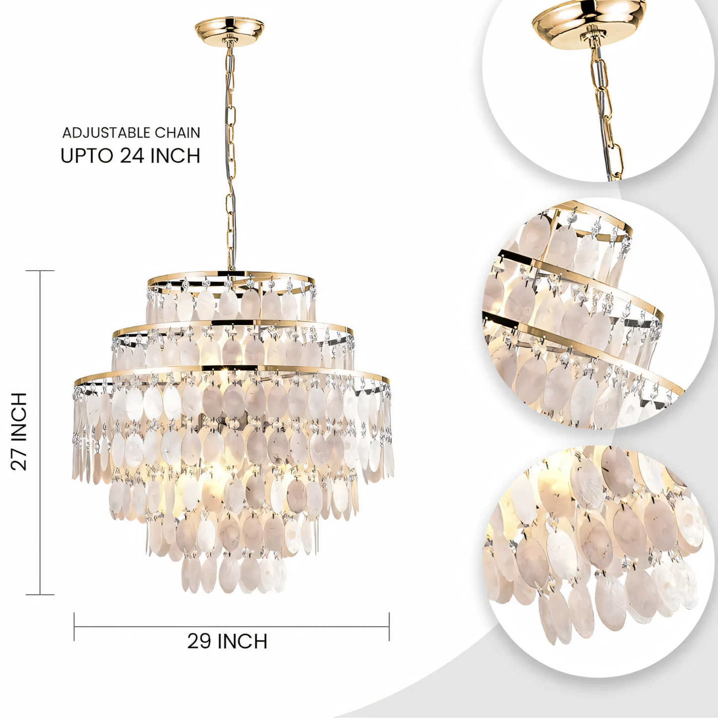 Enchanting White Husks chandelier, a harmonious blend of light and organic forms