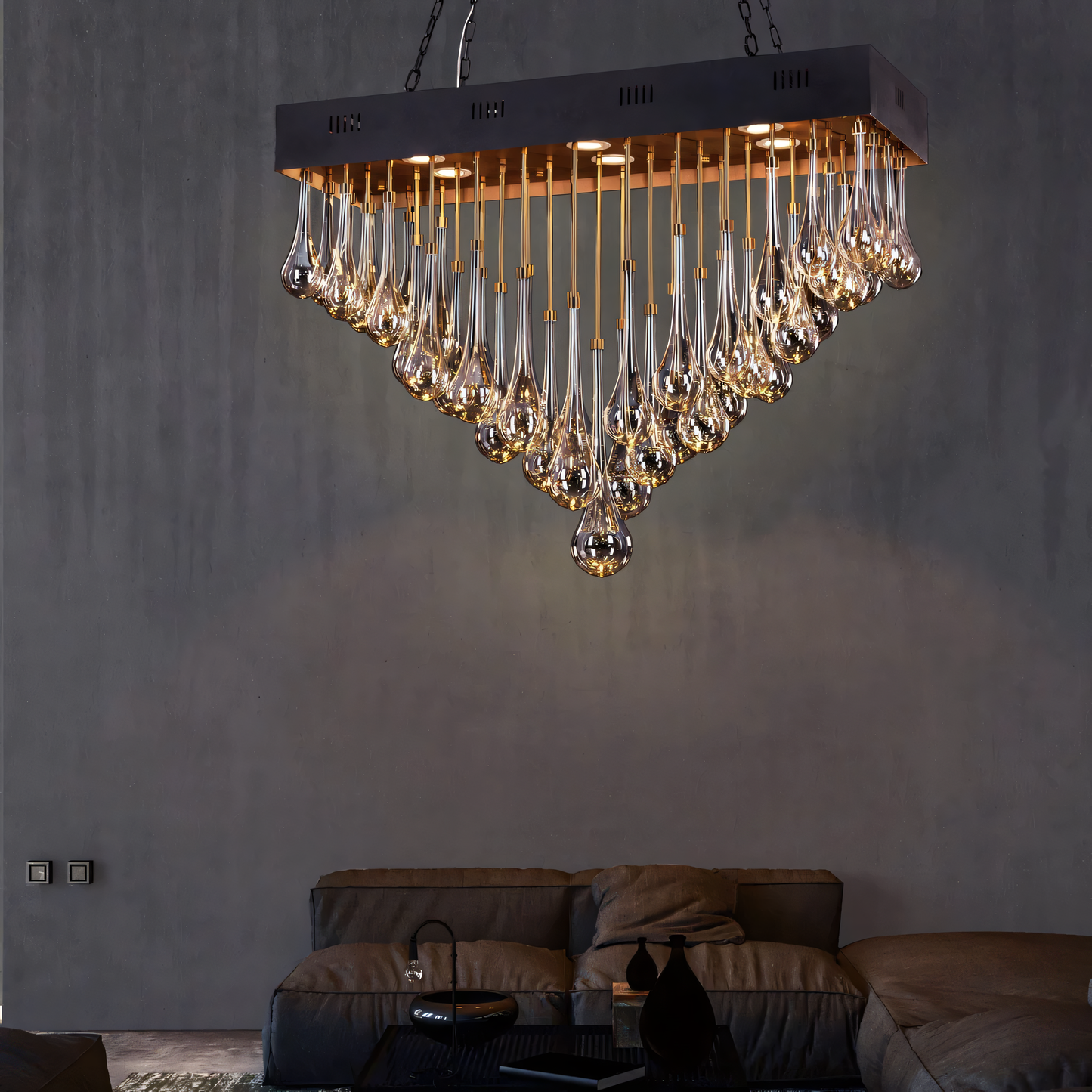 Warm, inviting glow that envelops the space in a luxurious, castle-like ambiance