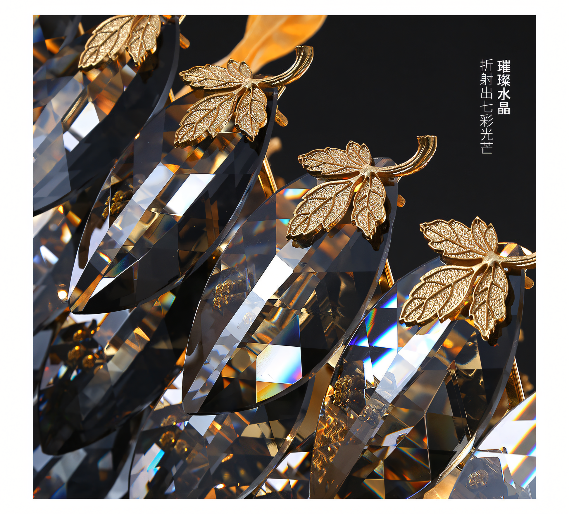 Captivating gold and glass chandelier with a nature-inspired aesthetic