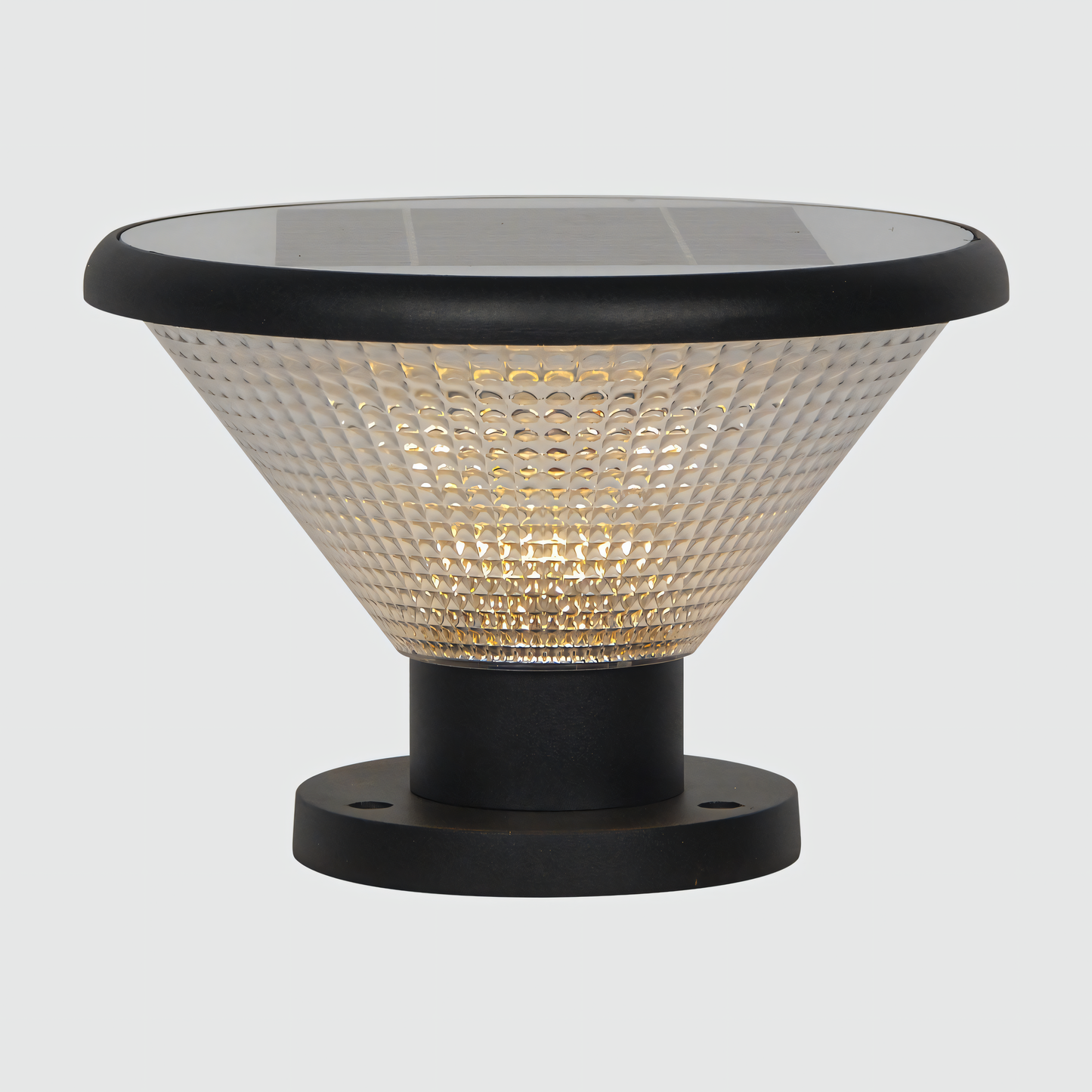 Sleek, minimalist solar-powered gate light in a desert setting