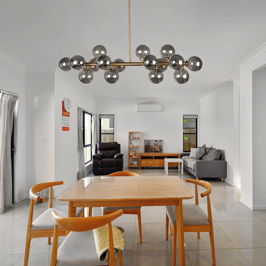Bellus Catuli Smoke Glass Chandelier - 14 Heads in a magical island retreat