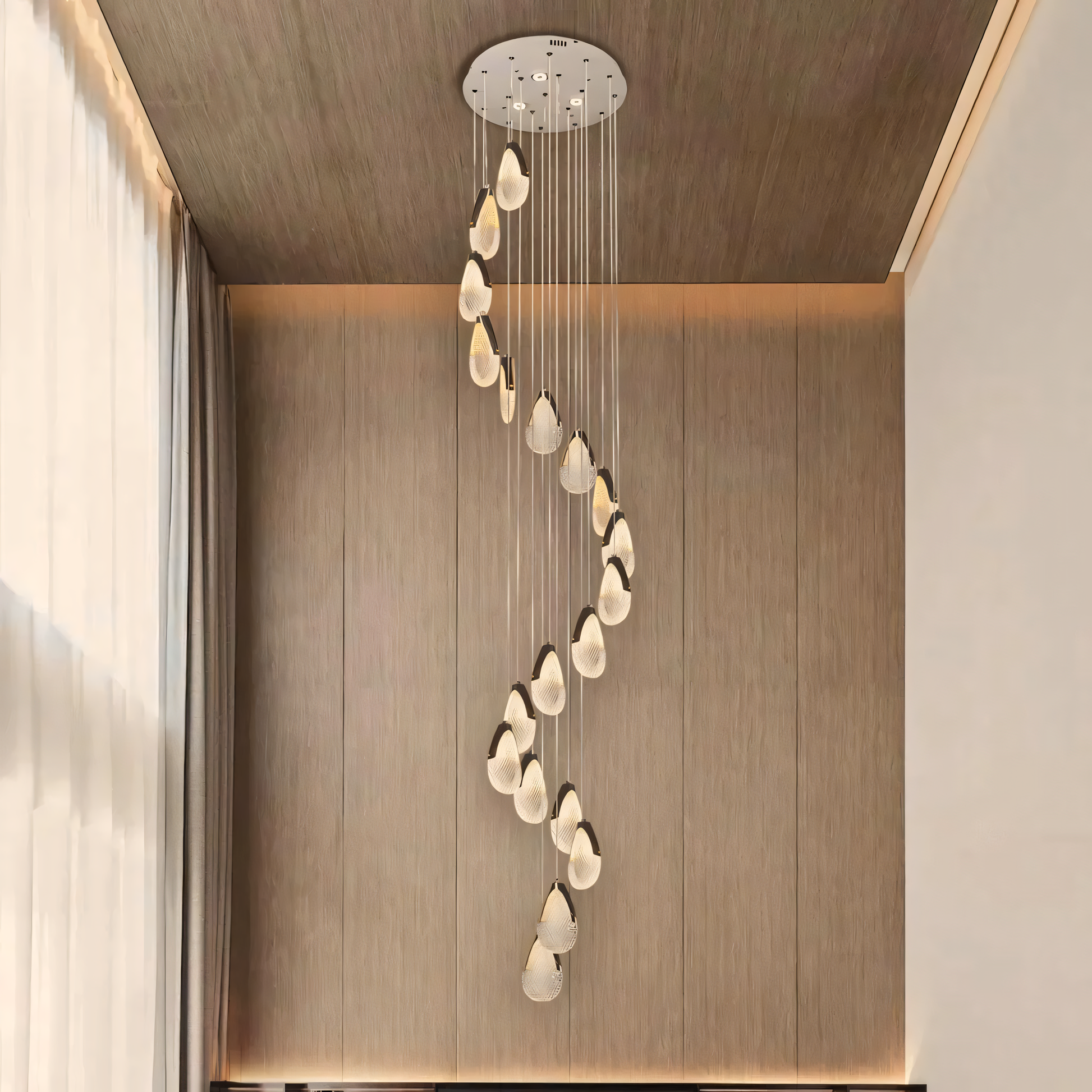 Sophisticated Antonio-style metal and glass chandelier