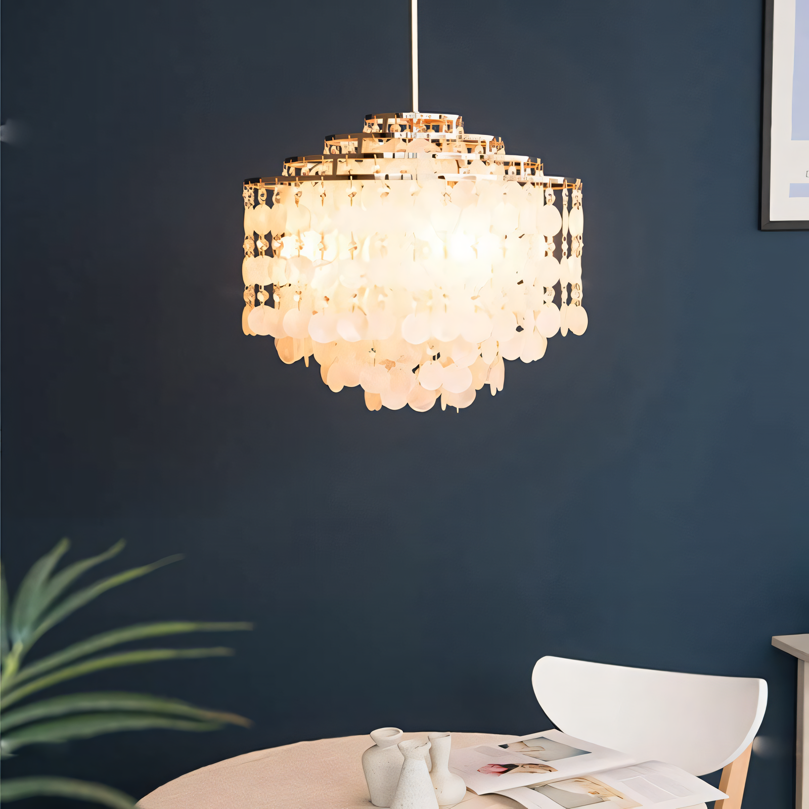 Elegant crystal and acrylic modern LED chandelier, a centerpiece of enchantment