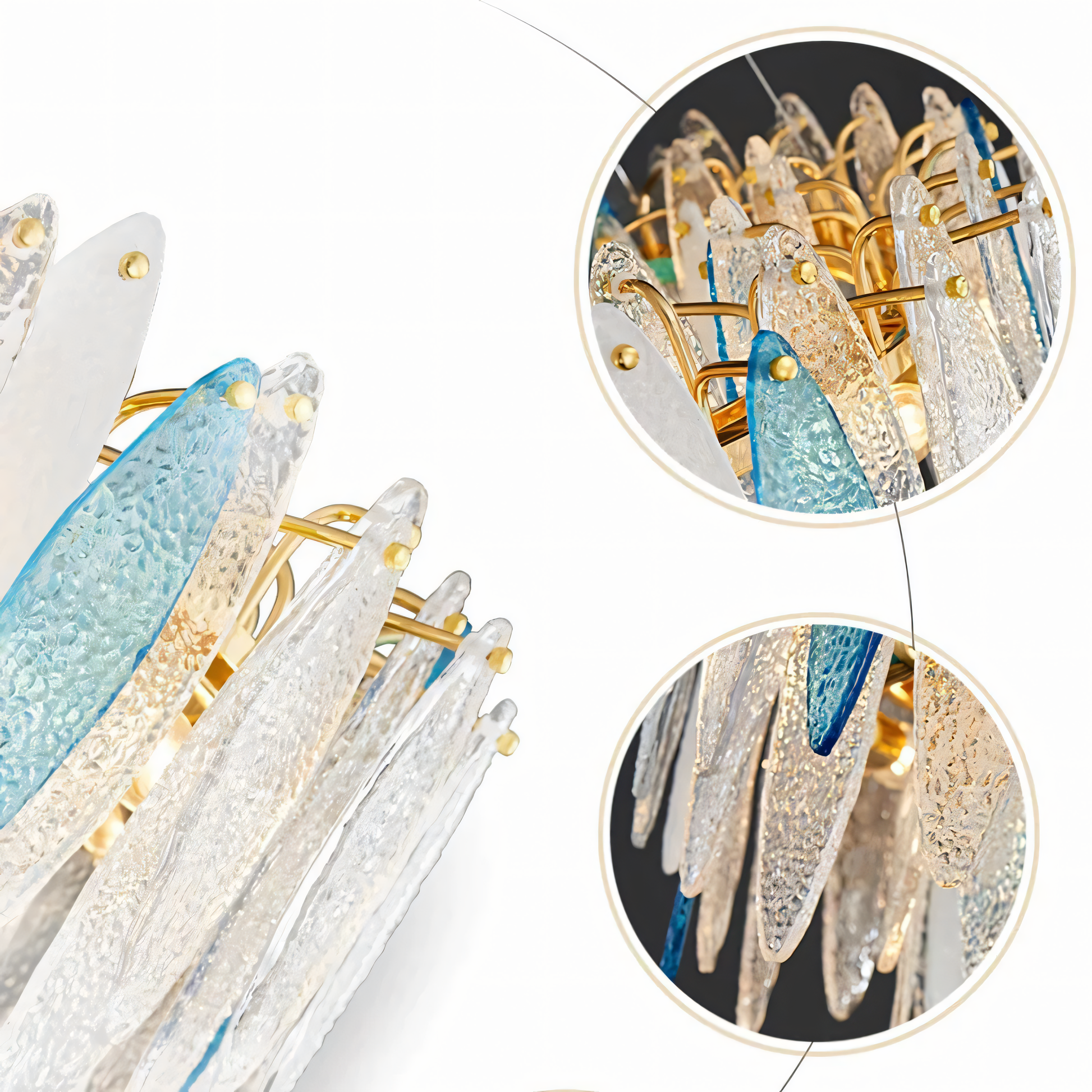 The Beach View Oval Chandelier creates a tranquil ambiance in a modern beach house living room.