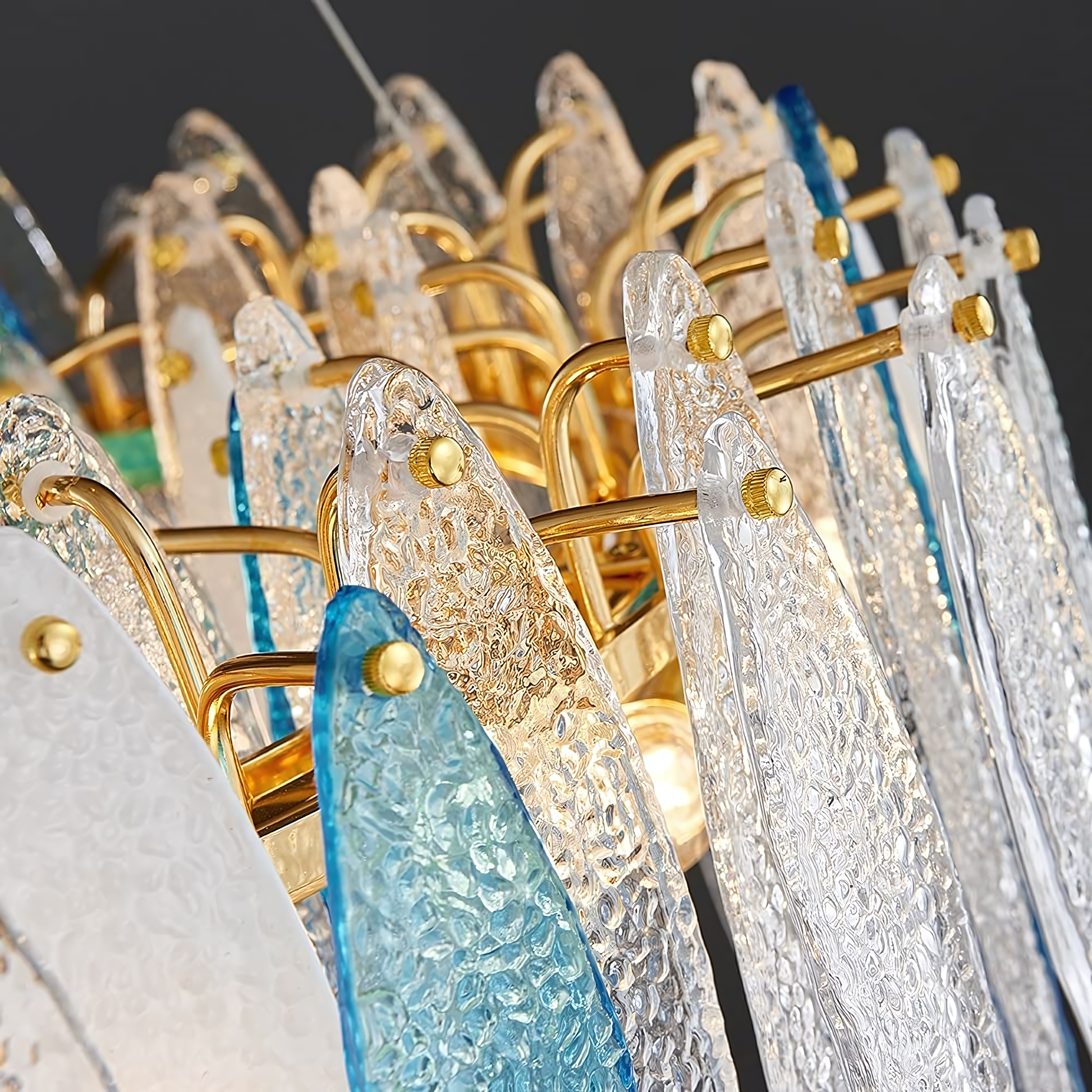 Versatile multicolor glass hanging chandelier