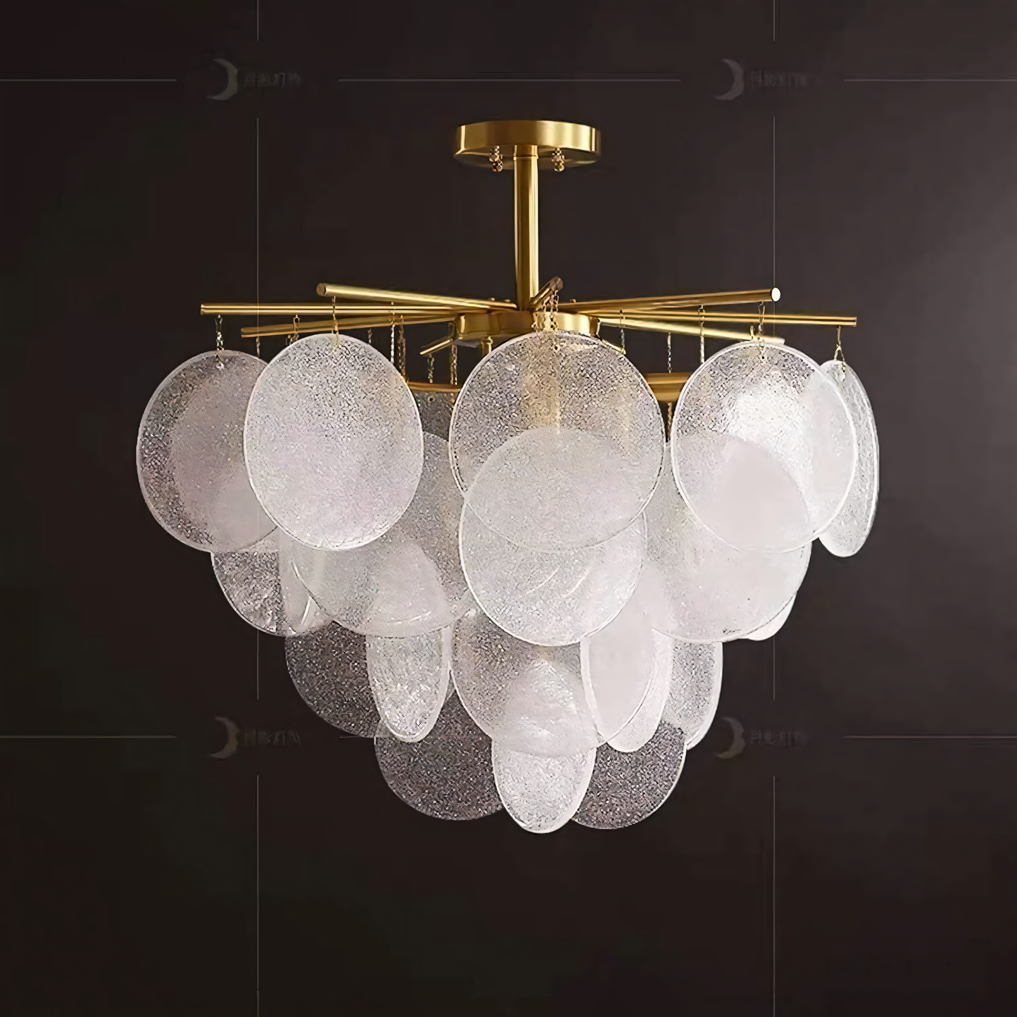 Dimly lit 600MM Gold Crystal Frost Chandelier Ceiling Lights Hanging creating a cozy, intimate atmosphere