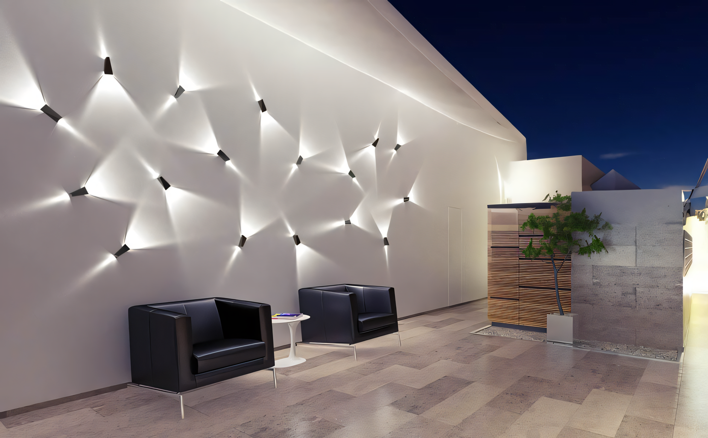Sleek and minimalist pyramid facade light fixtures