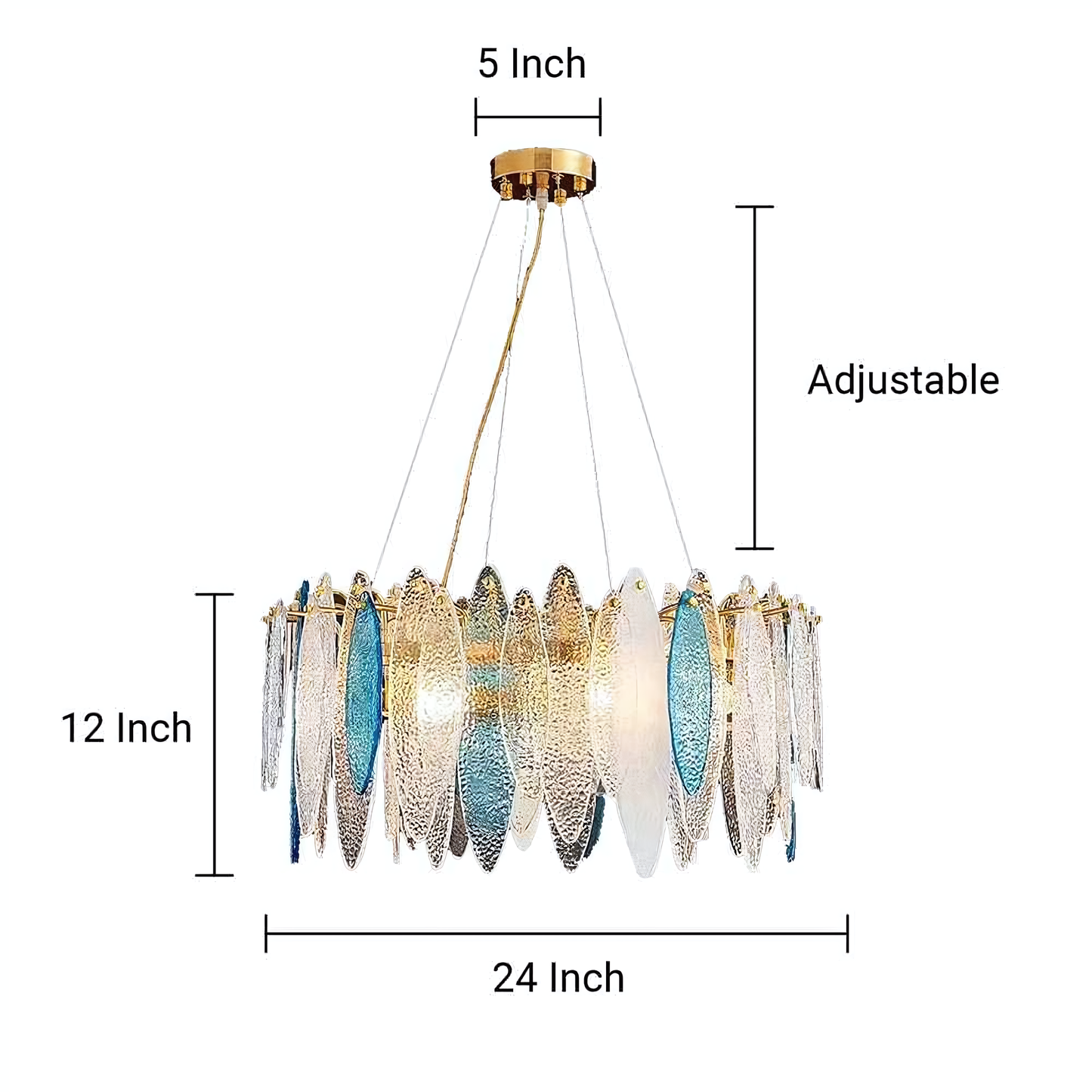 Visually striking multicolor glass petal pendant lamp