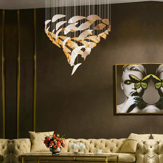 Cascading Feather Crystal Chandelier