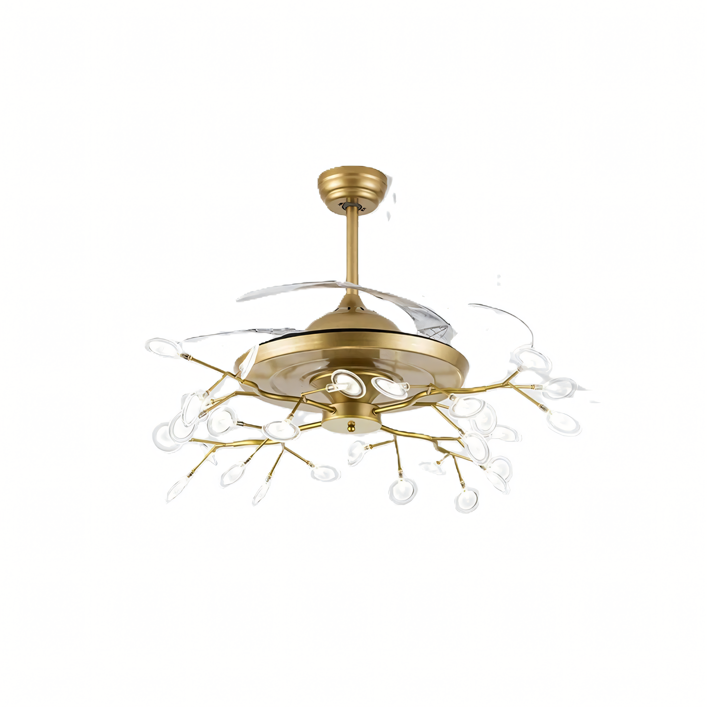 Elegant chandelier with rotating fan blades