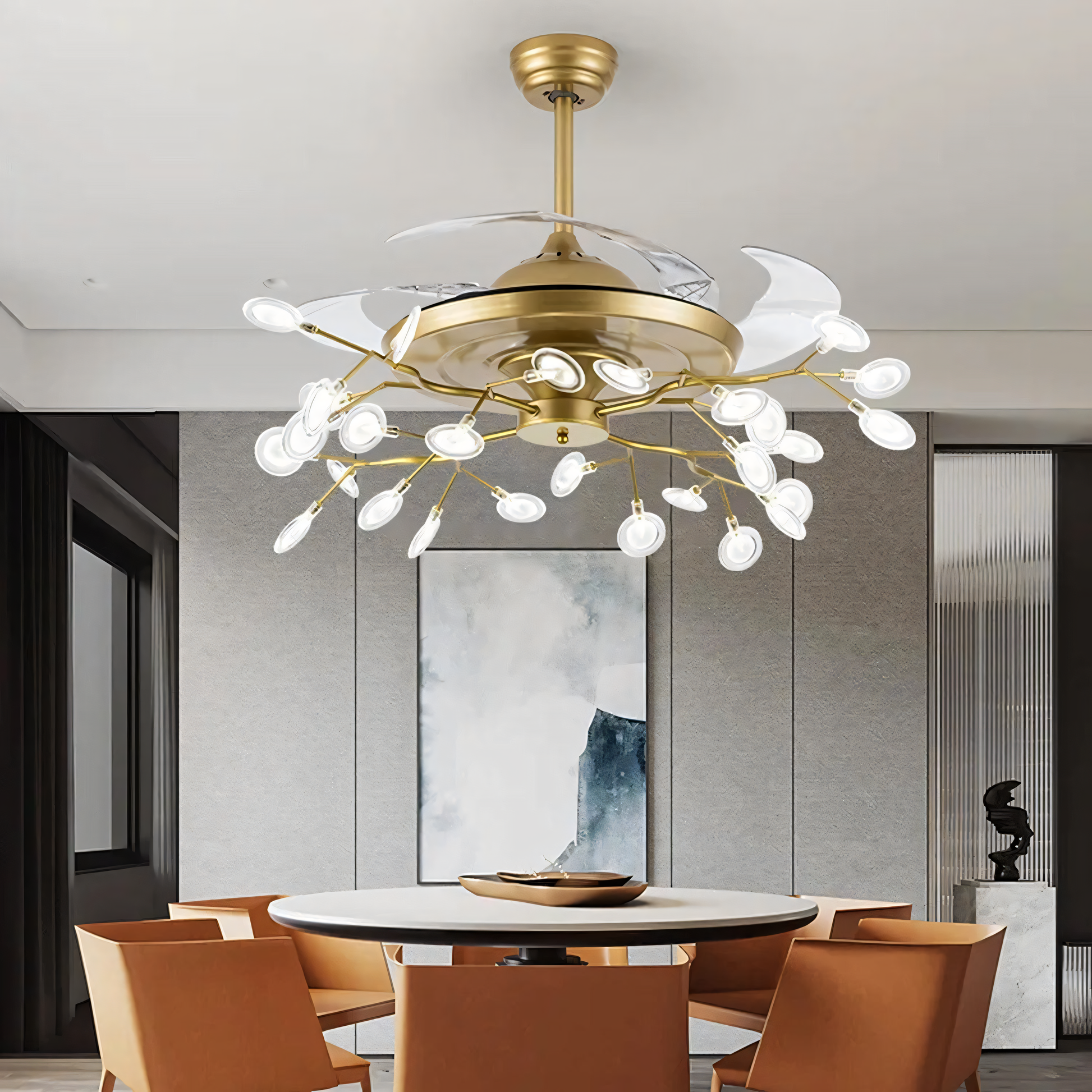 Whisper-quiet crystal ceiling fan
