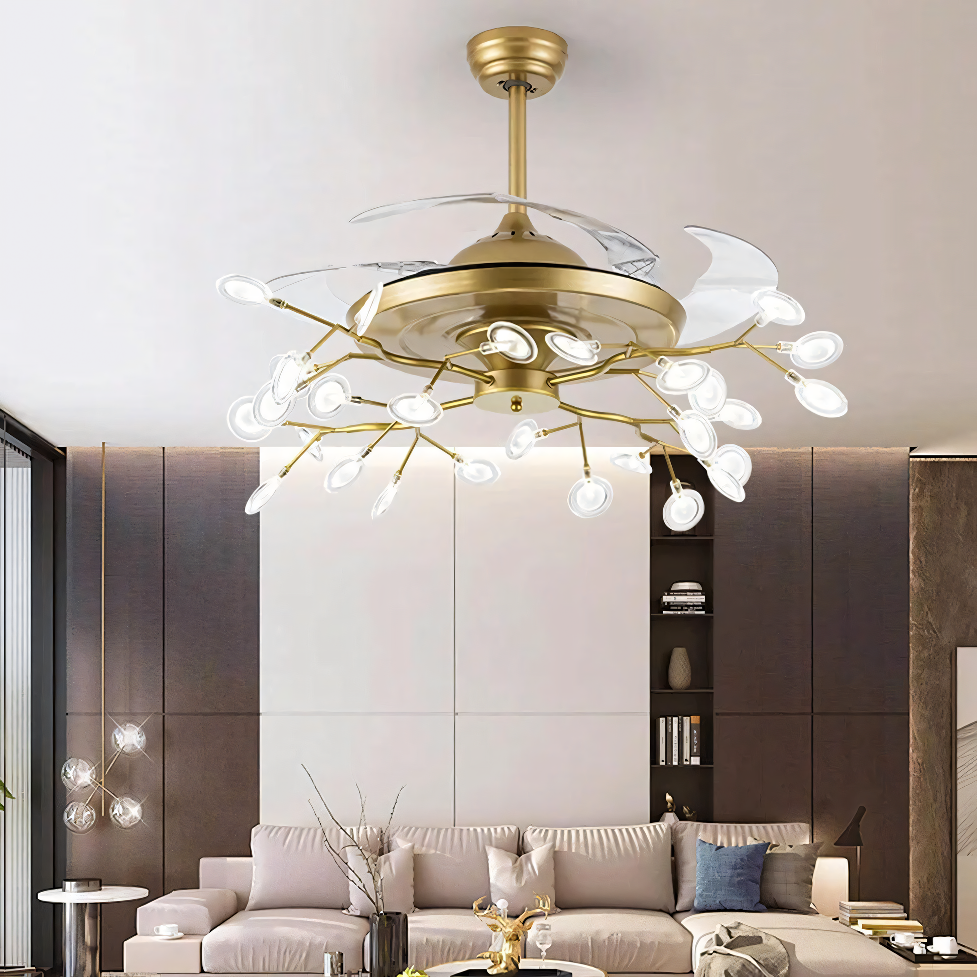 Opulent dining room chandelier fan