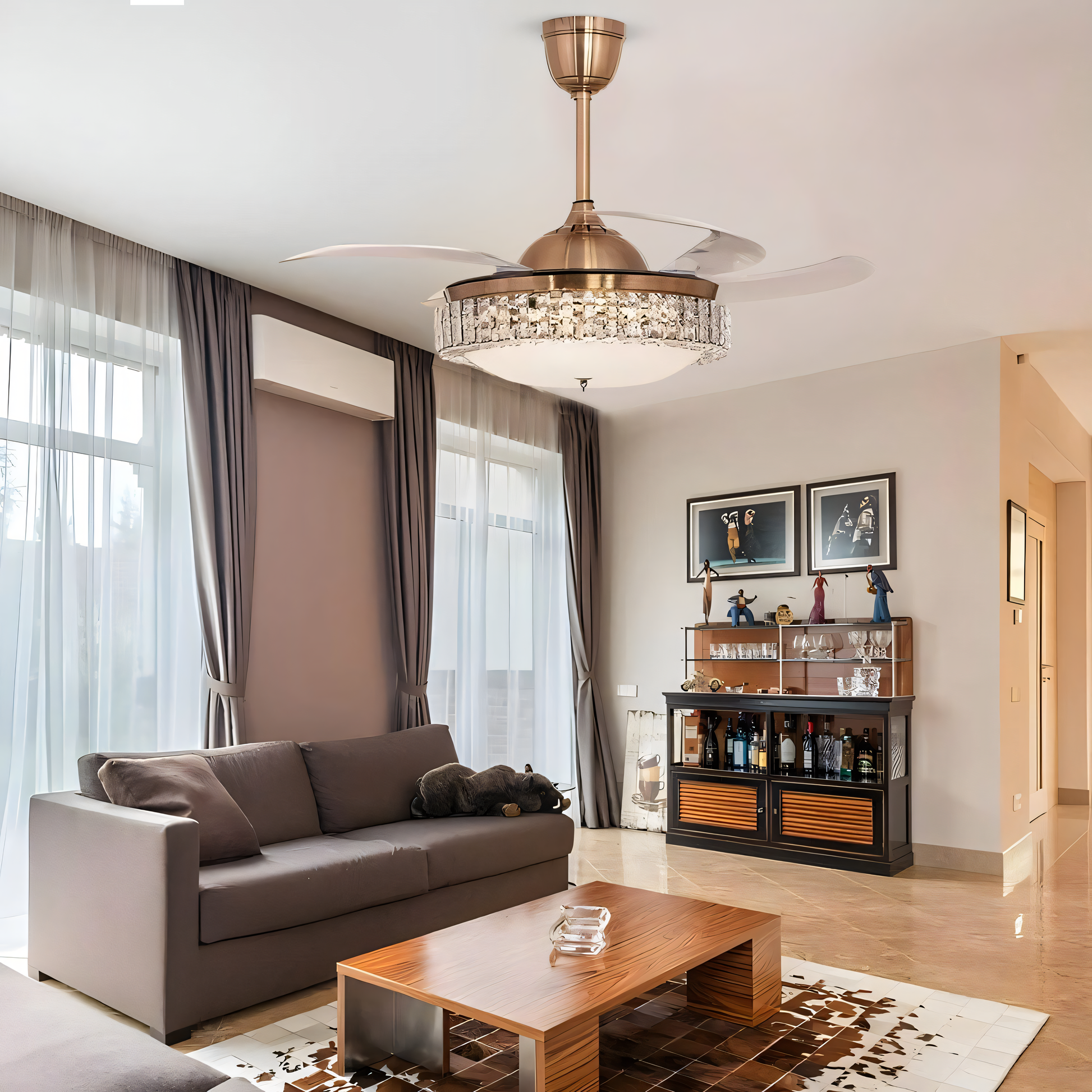 Energy-efficient crystal ceiling fan