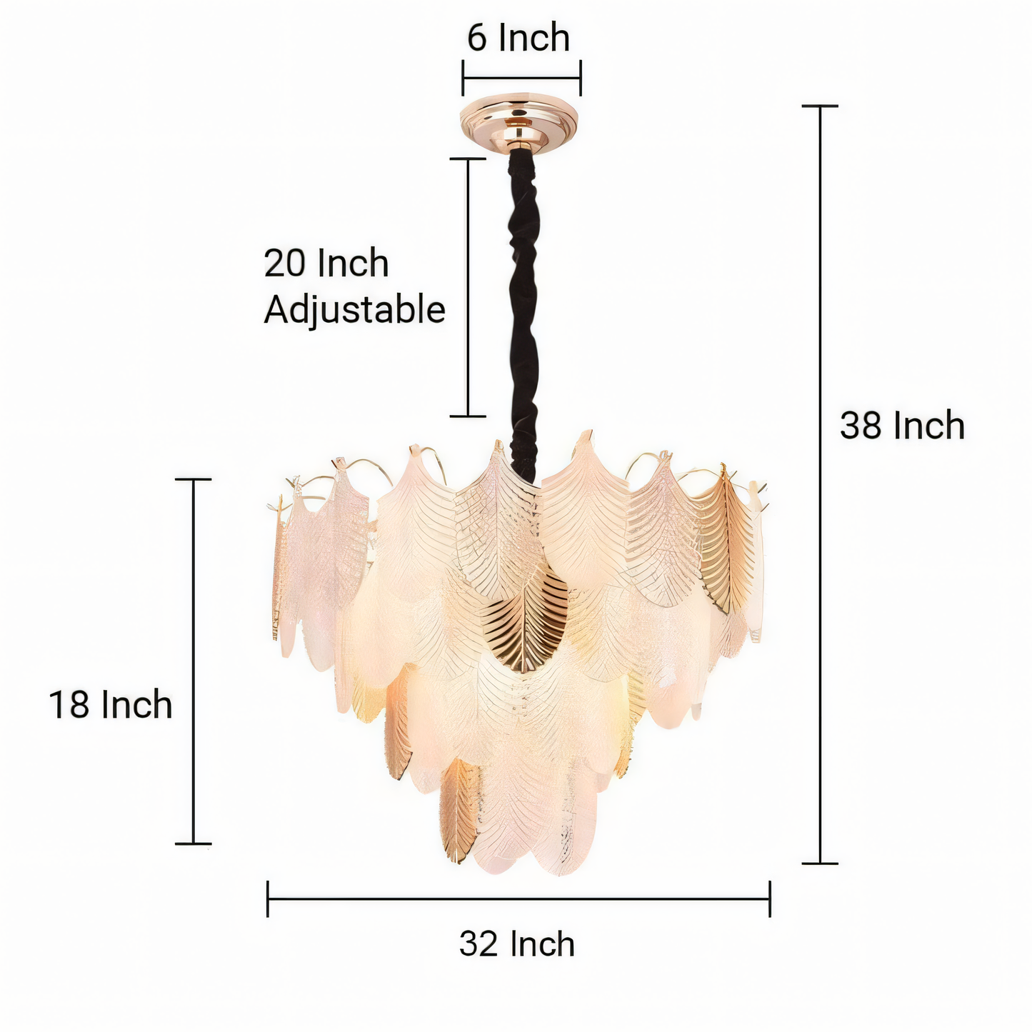 Gratus Luxe White Glass Leaf Chandelier