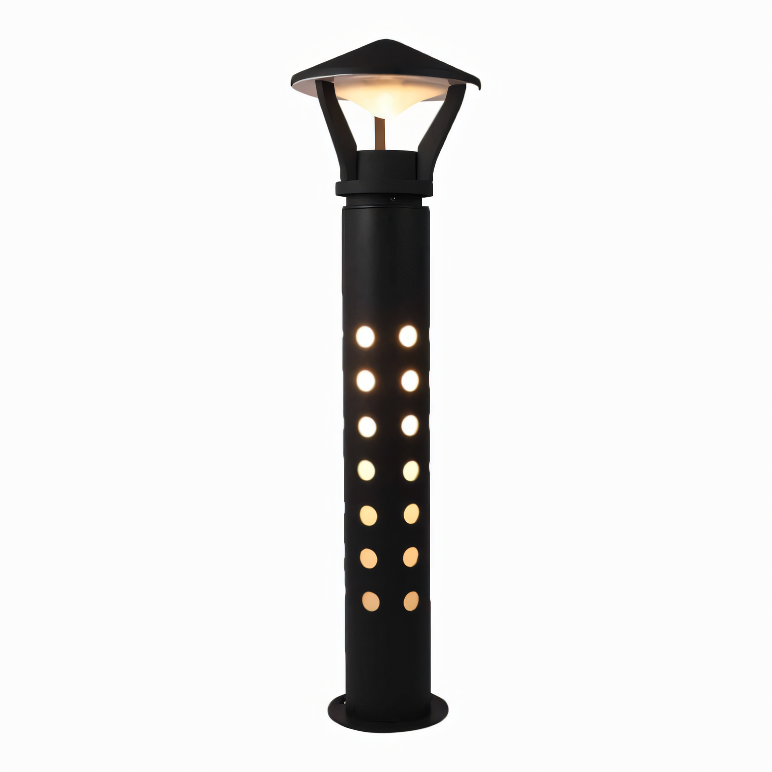 Trident Canopy Garden Bollard accentuating the grandeur of a luxury house's gardens