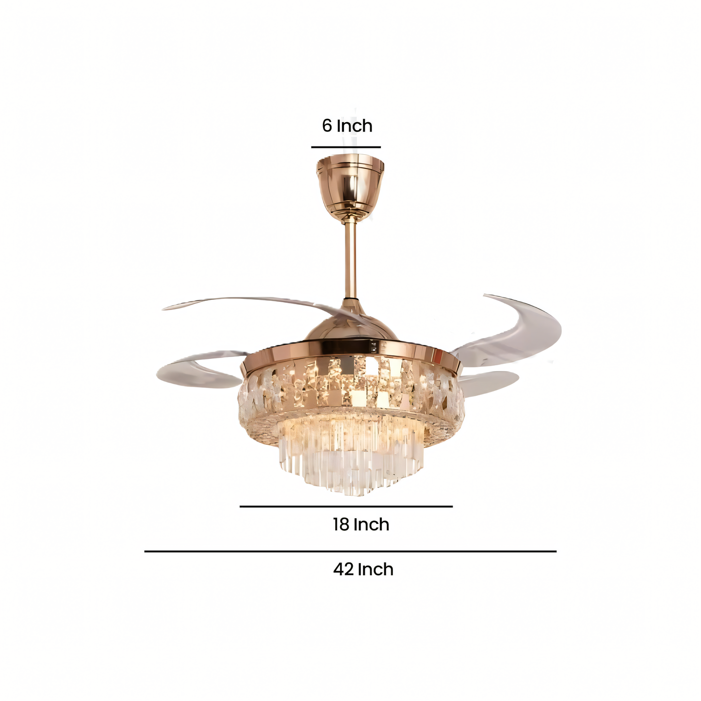 Quiet and efficient crystal ceiling fan