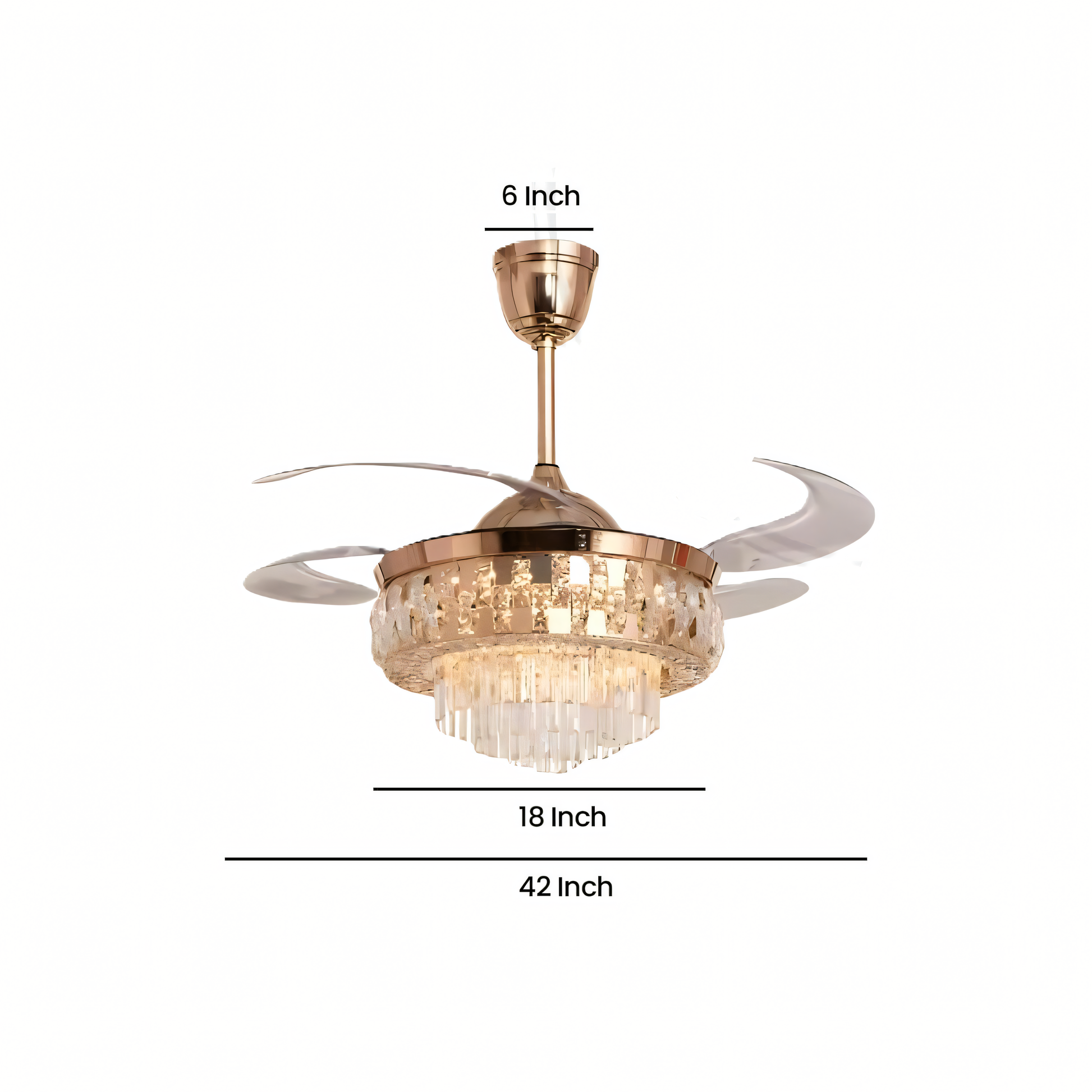 Quiet and efficient crystal ceiling fan