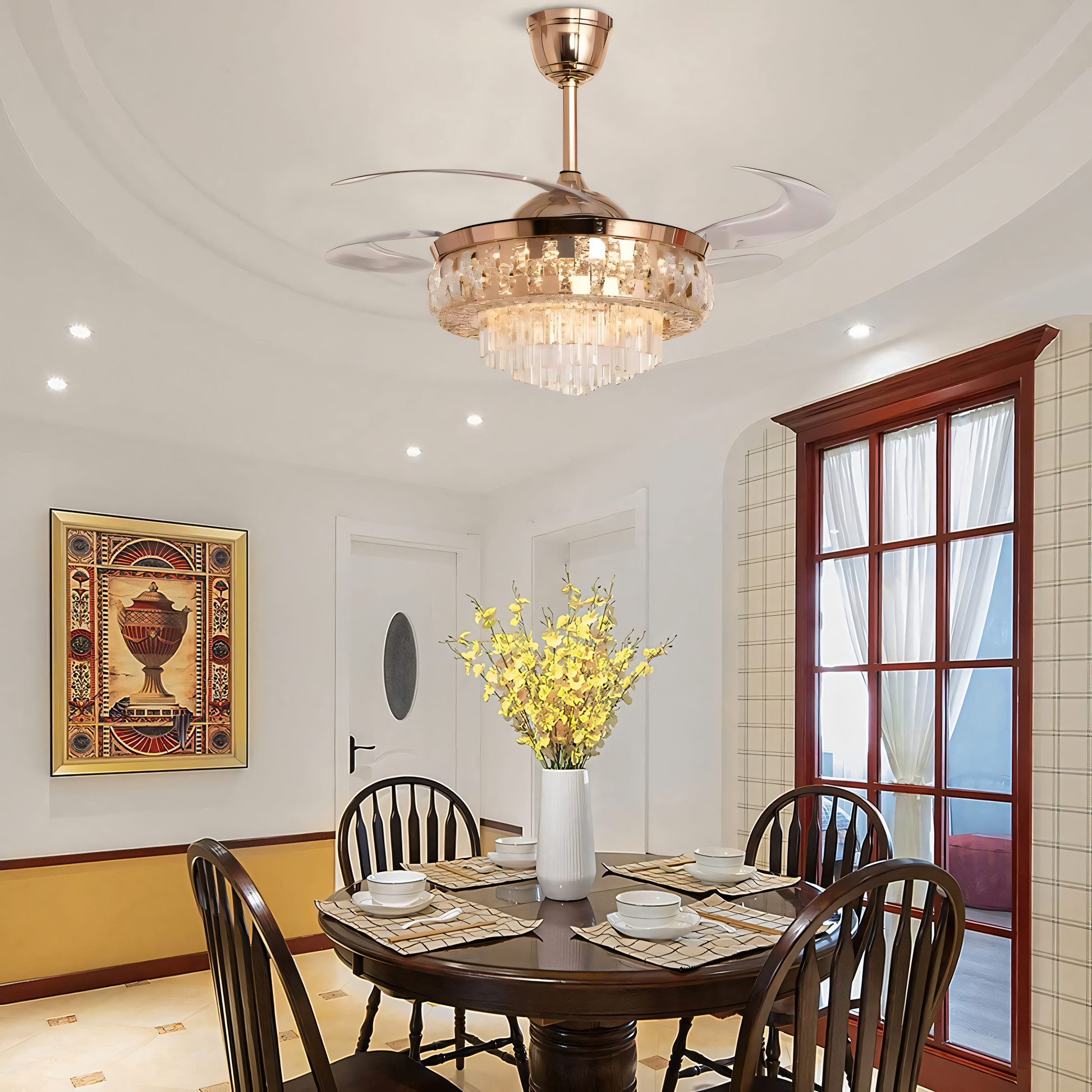 Regal crystal chandelier fan, a crown jewel