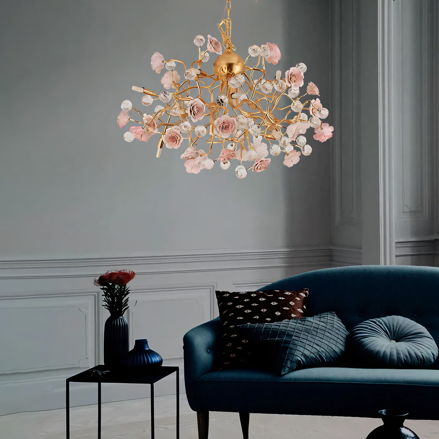 Tranquil and Romantic Rosea Rosa Chandelier Decor