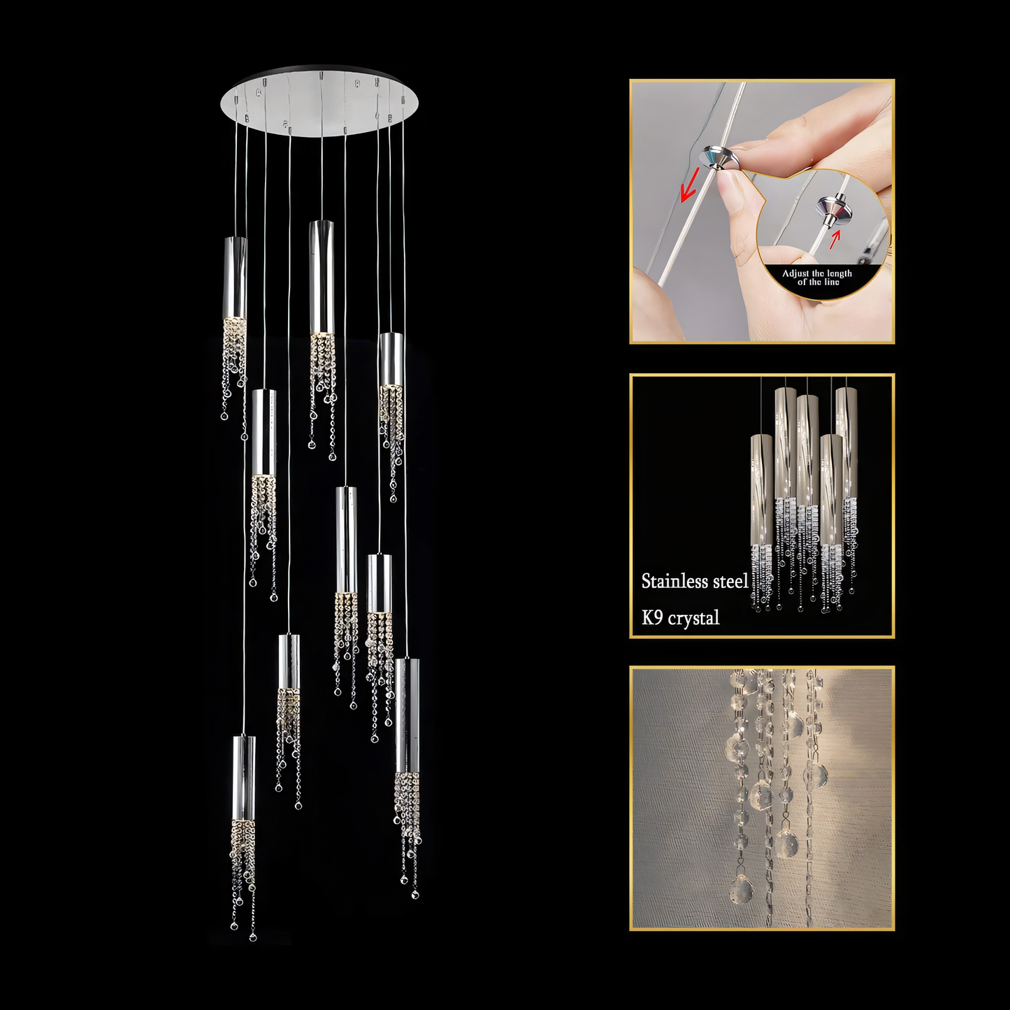 The Zooid Pendant Chandelier adds a touch of modern luxury to a minimalist living room.