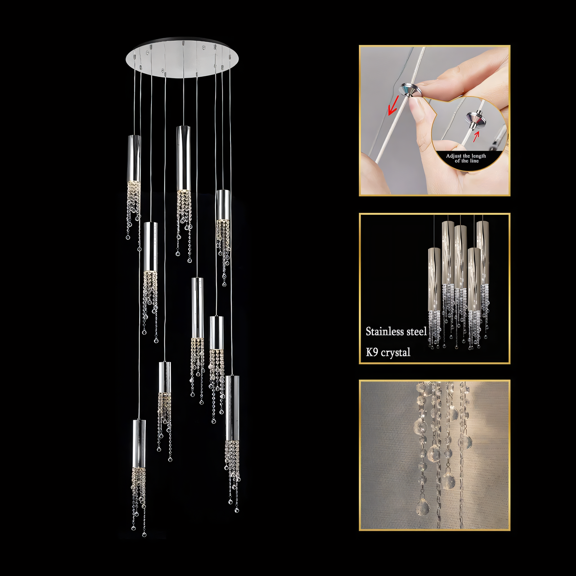 The Zooid Pendant Chandelier adds a touch of modern luxury to a minimalist living room.