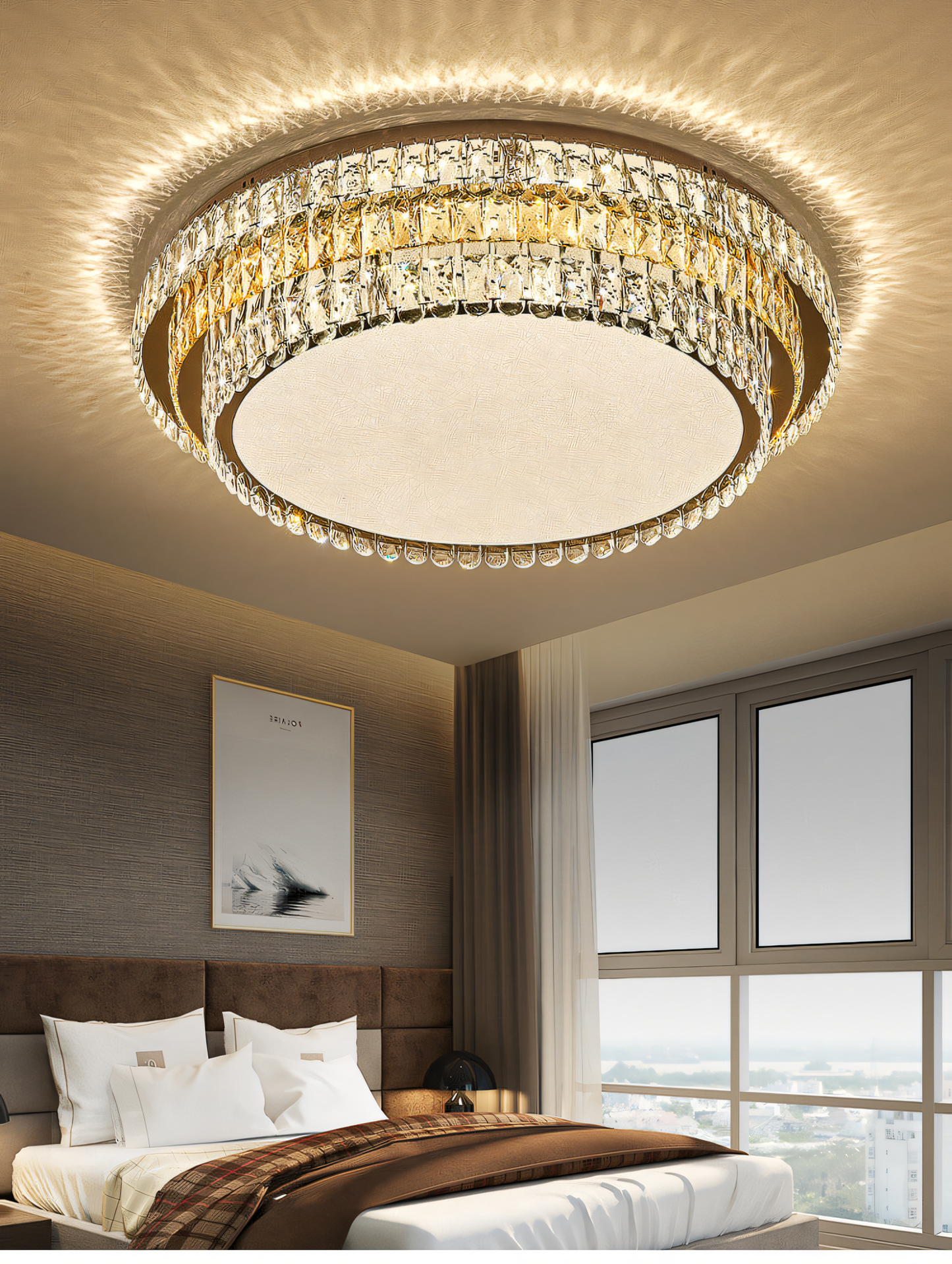 Break away from the ordinary with the 3-Layer Gold K9 Crystal Chandelier Lamp. This modern marvel boasts cascading crystals across 3 layers for a truly unforgettable statement piece.