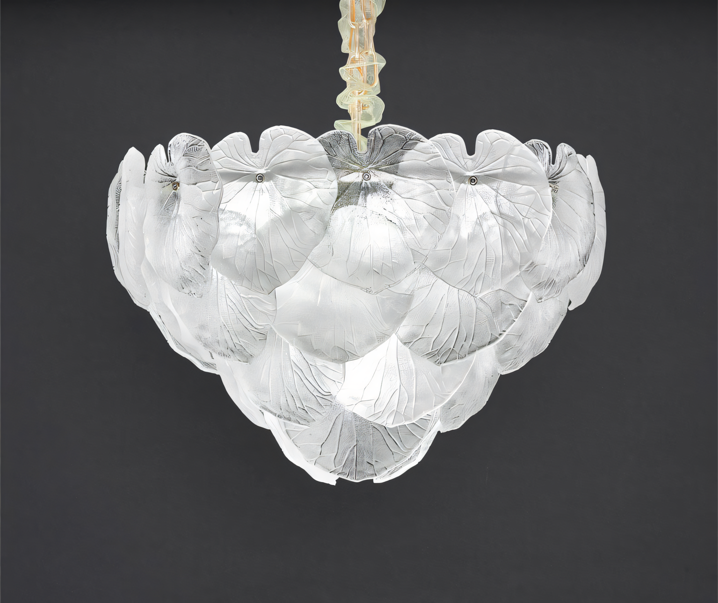 Dimly lit 600 MM Gold Metal White Glass LED Chandelier Hanging Suspension Lamp creating a cozy, intimate atmosphere