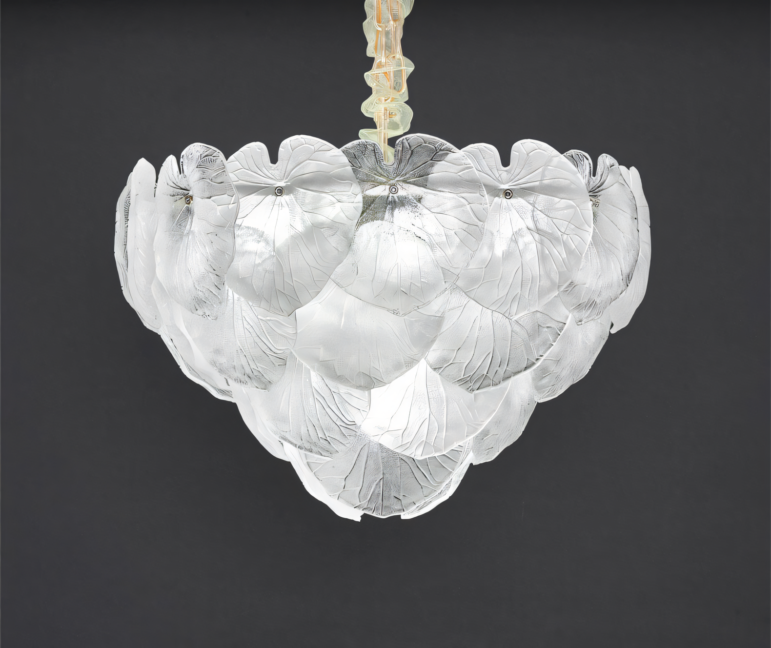 Dimly lit 600 MM Gold Metal White Glass LED Chandelier Hanging Suspension Lamp creating a cozy, intimate atmosphere