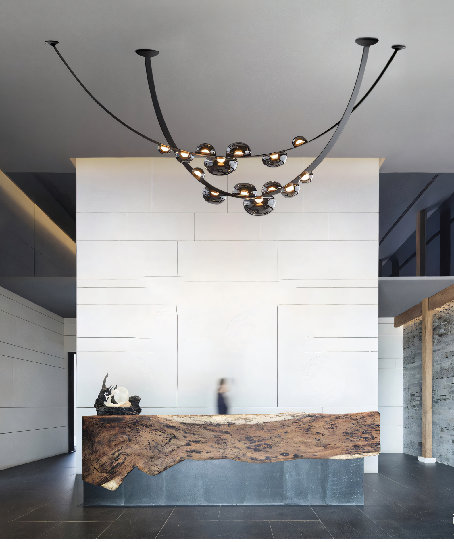 The adjustable hanging length of the 7 Light 1500MM Black Leather Belt Black Smokey Glass Chandelier makes it perfect for various ceiling heights.