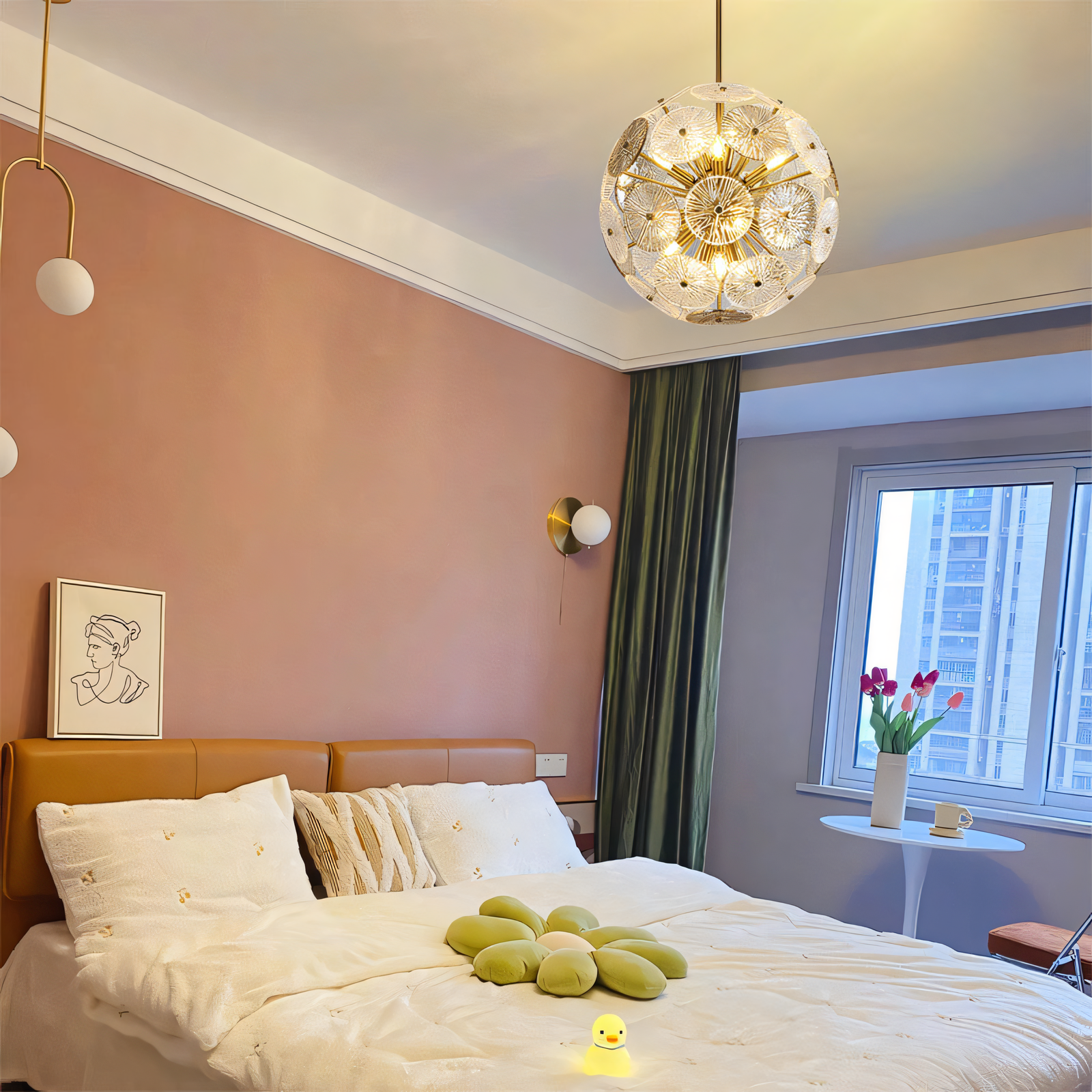 Mesmerizing interplay of light and crystal in chandelier