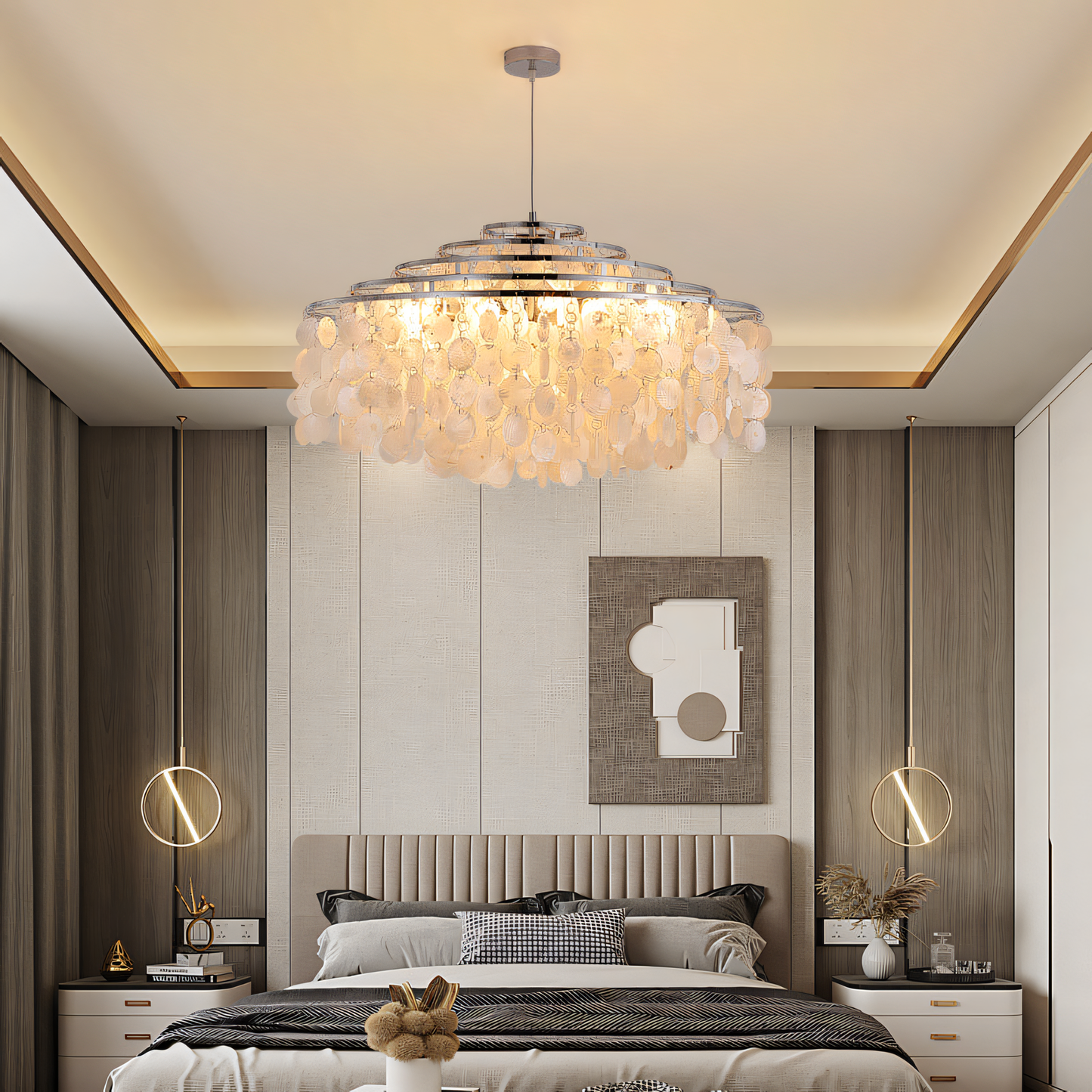 Elegant crystal and acrylic modern LED chandelier, a centerpiece of enchantment