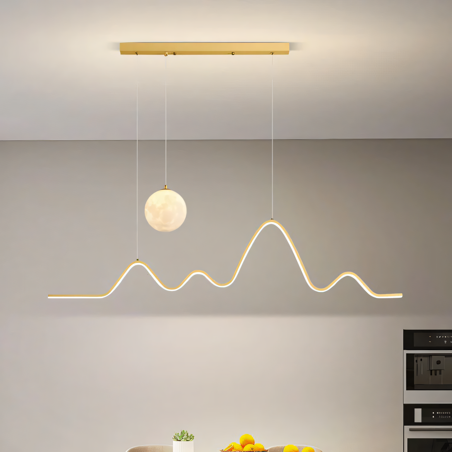 Sophisticated gold LED hanging chandelier