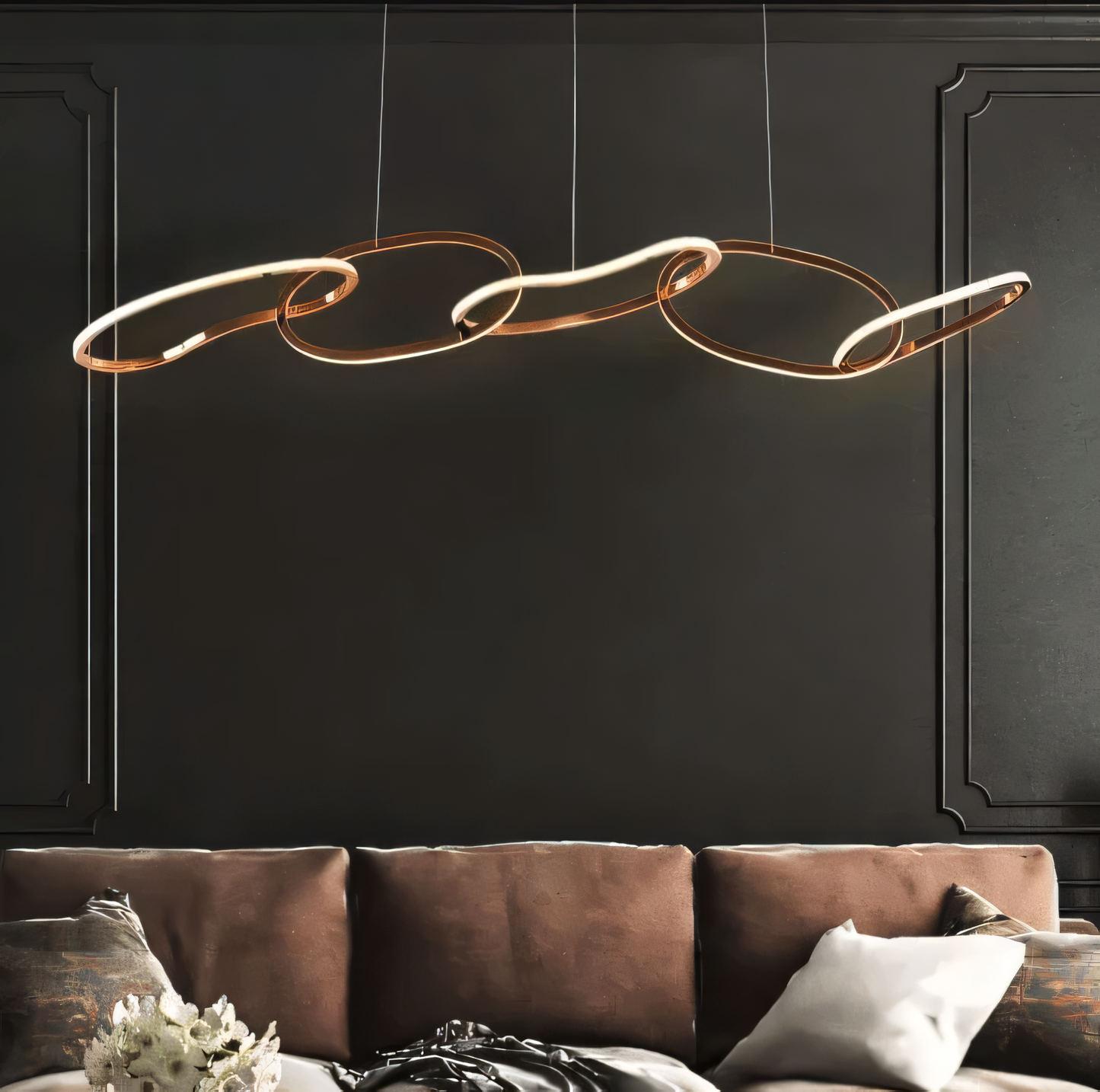 Abstract silhouette of the modern dining room chandelier