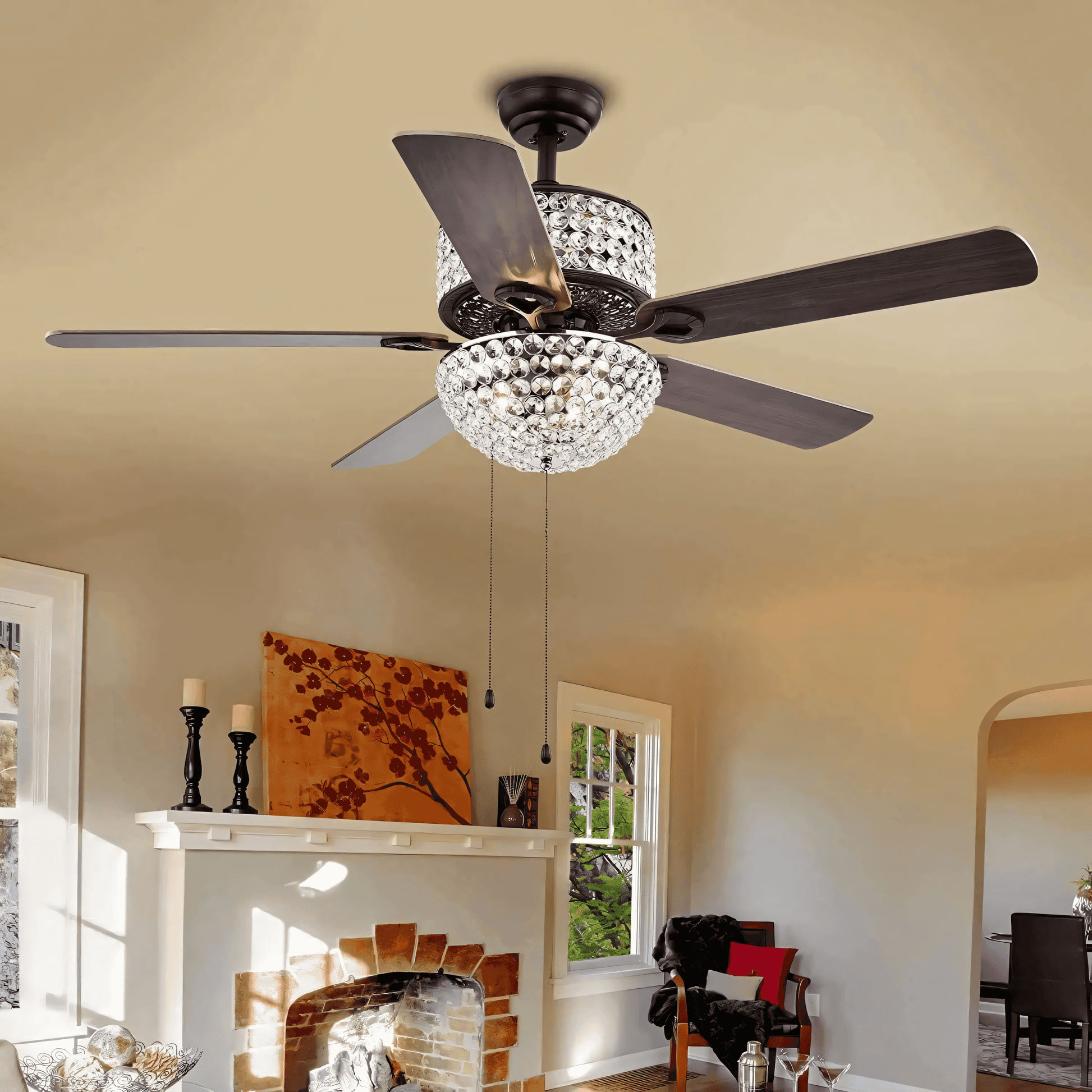 Sophisticated dining room chandelier fan