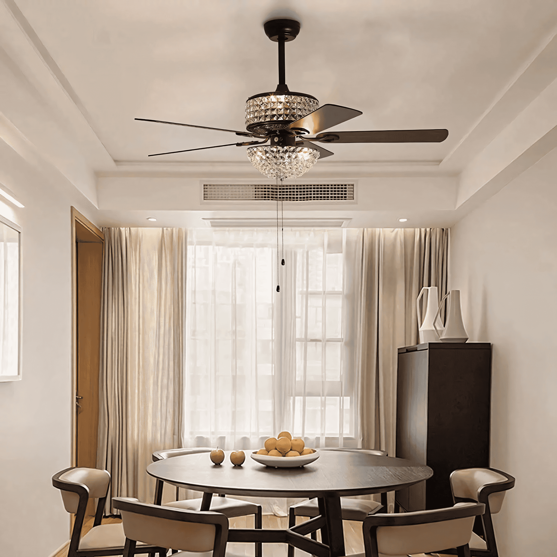 Glamorous bedroom chandelier fan