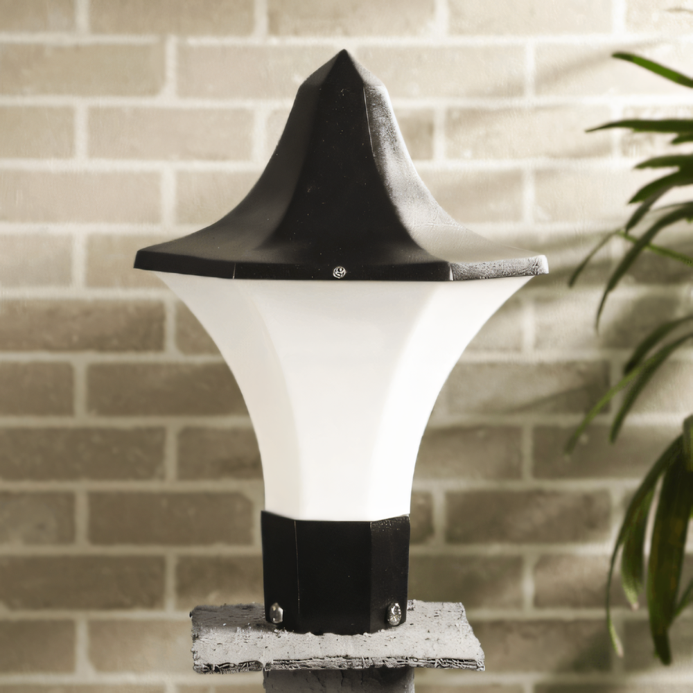 Sleek, black metal frame of the Beijing Gate Light with intricate detailing