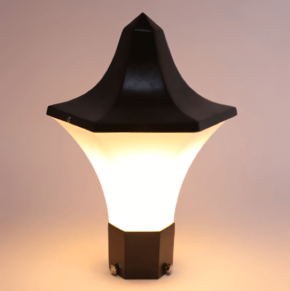 Warm LED illumination of the Beijing Gate Light against a backdrop of scorched landscapes