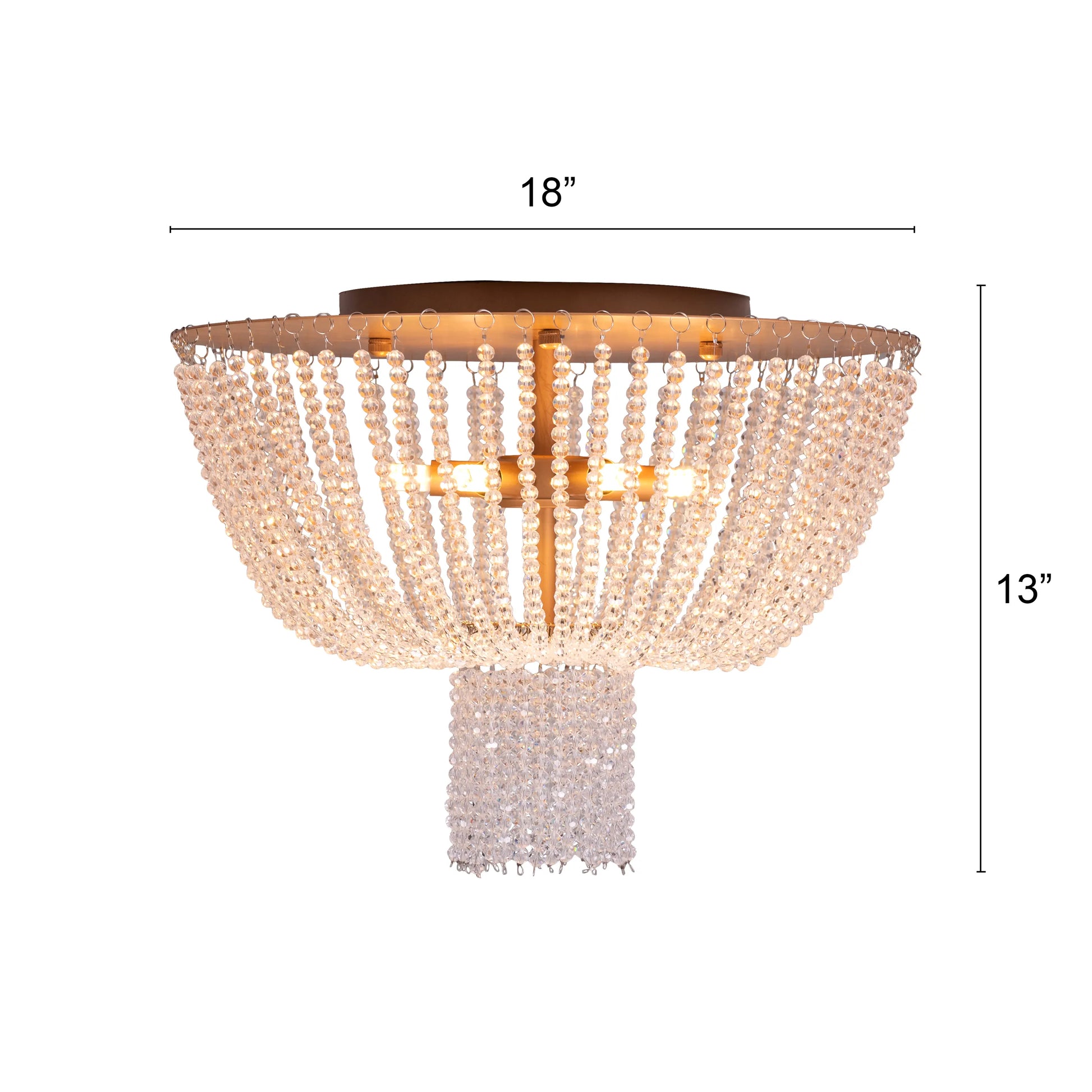Warm Embrace Gold Crystal Ceiling Light featuring a golden framework adorned with multifaceted crystals, designed to create a luxurious and comforting warm glow in elegant spaces.