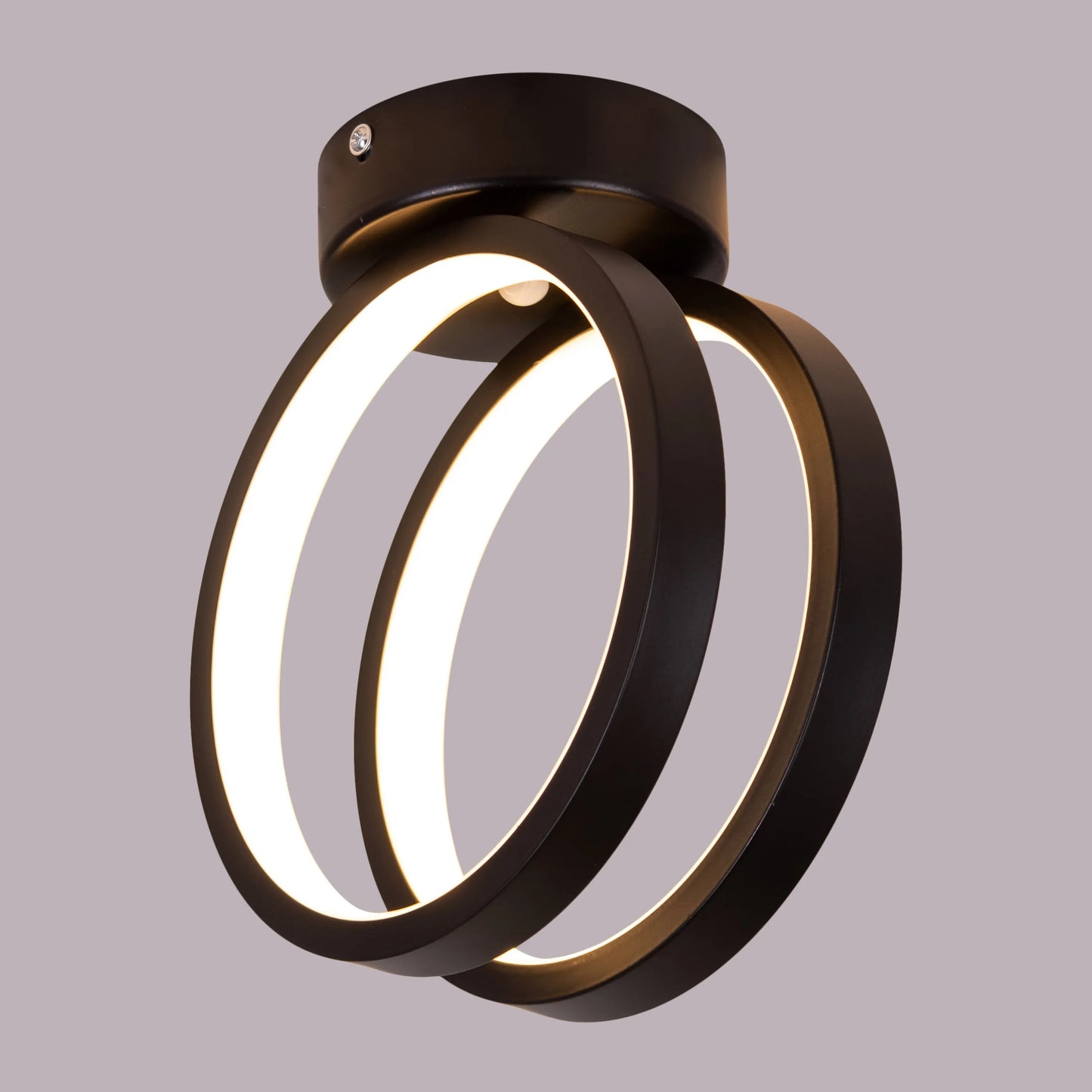 Siesta black ceiling light installed in contemporary bedroom, highlighting minimalist design