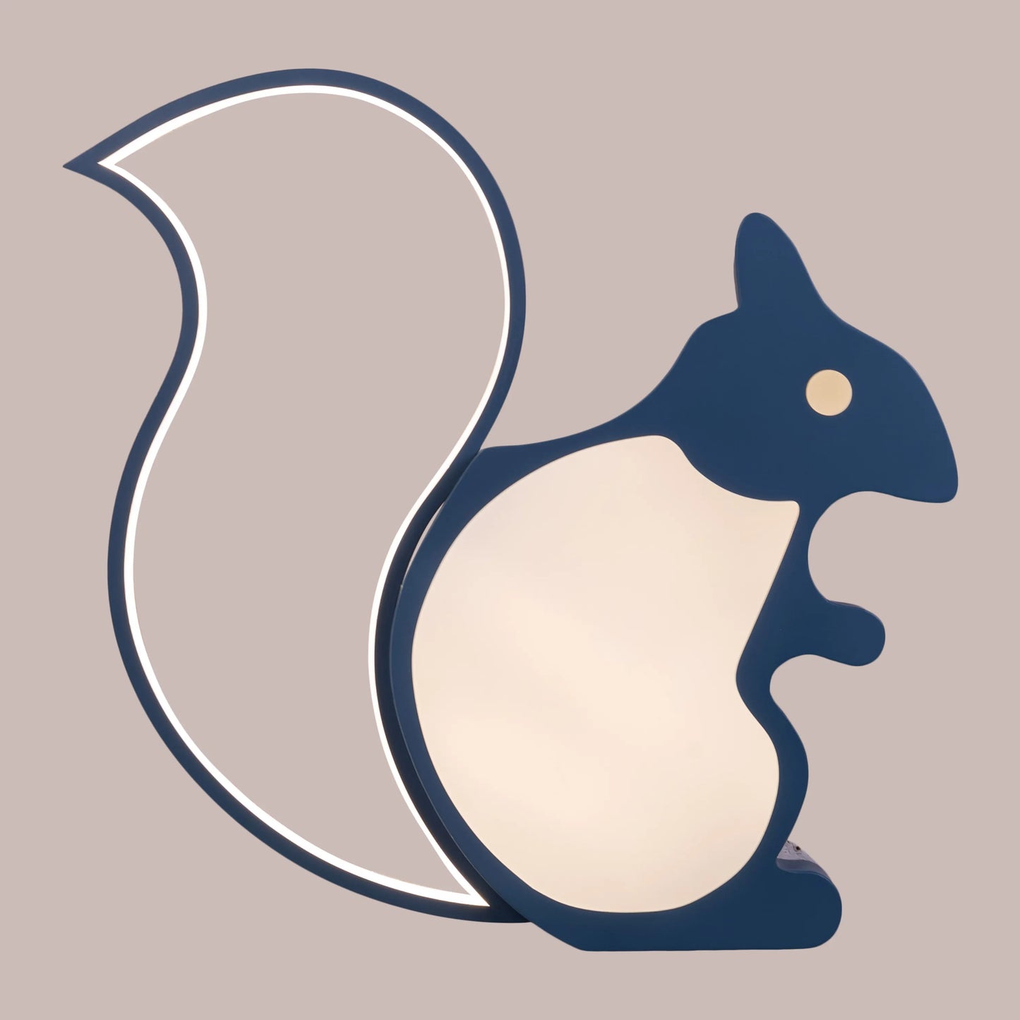 Blue squirrel-shaped LED ceiling light with remote control for kid's room