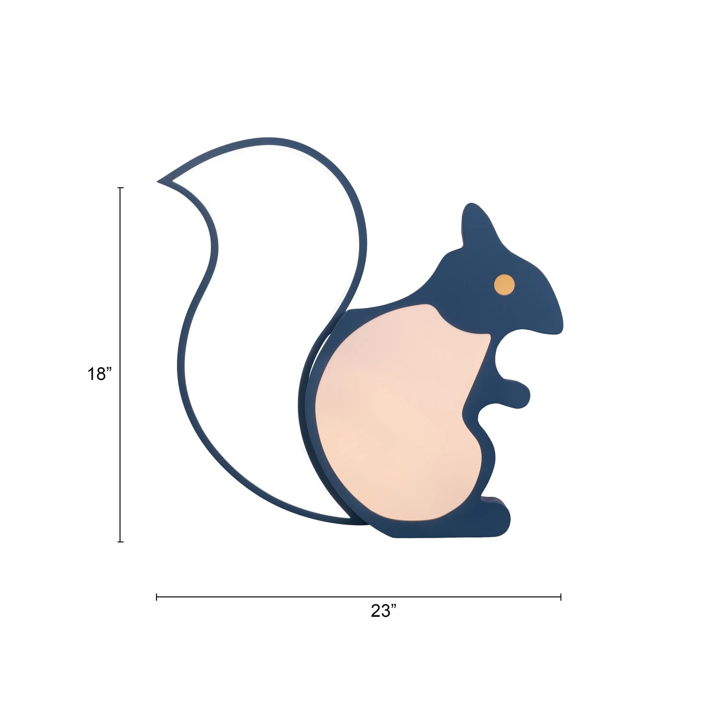 Blue squirrel-shaped LED ceiling light with remote control for kid's room