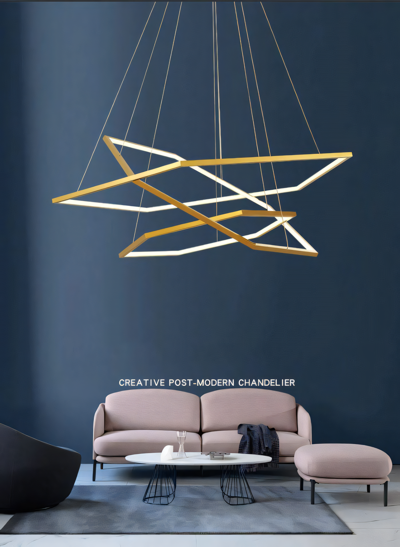 Luxurious lobby chandelier with mesmerizing geometric design